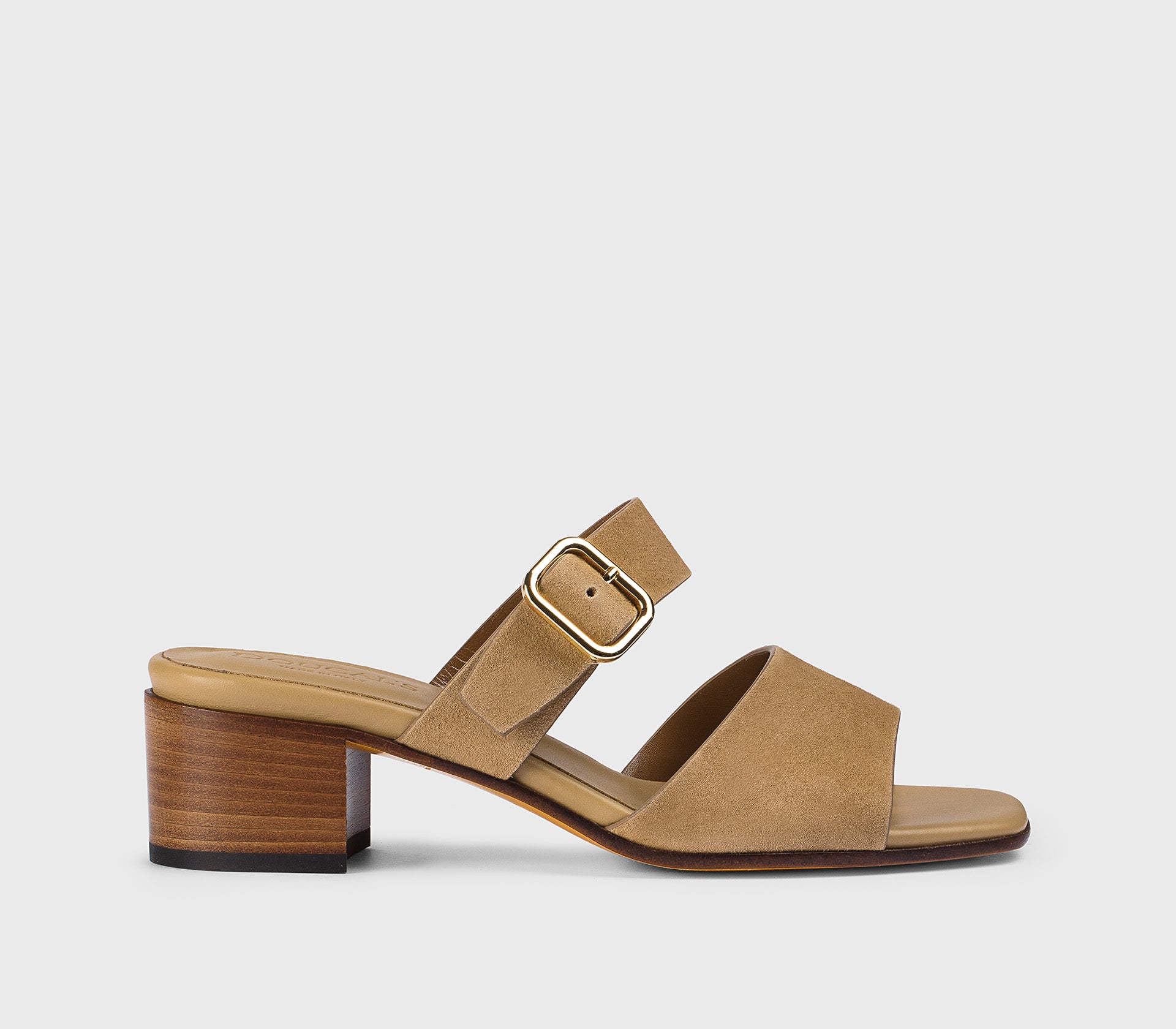 “Teddy” beige suede double-strap sandal