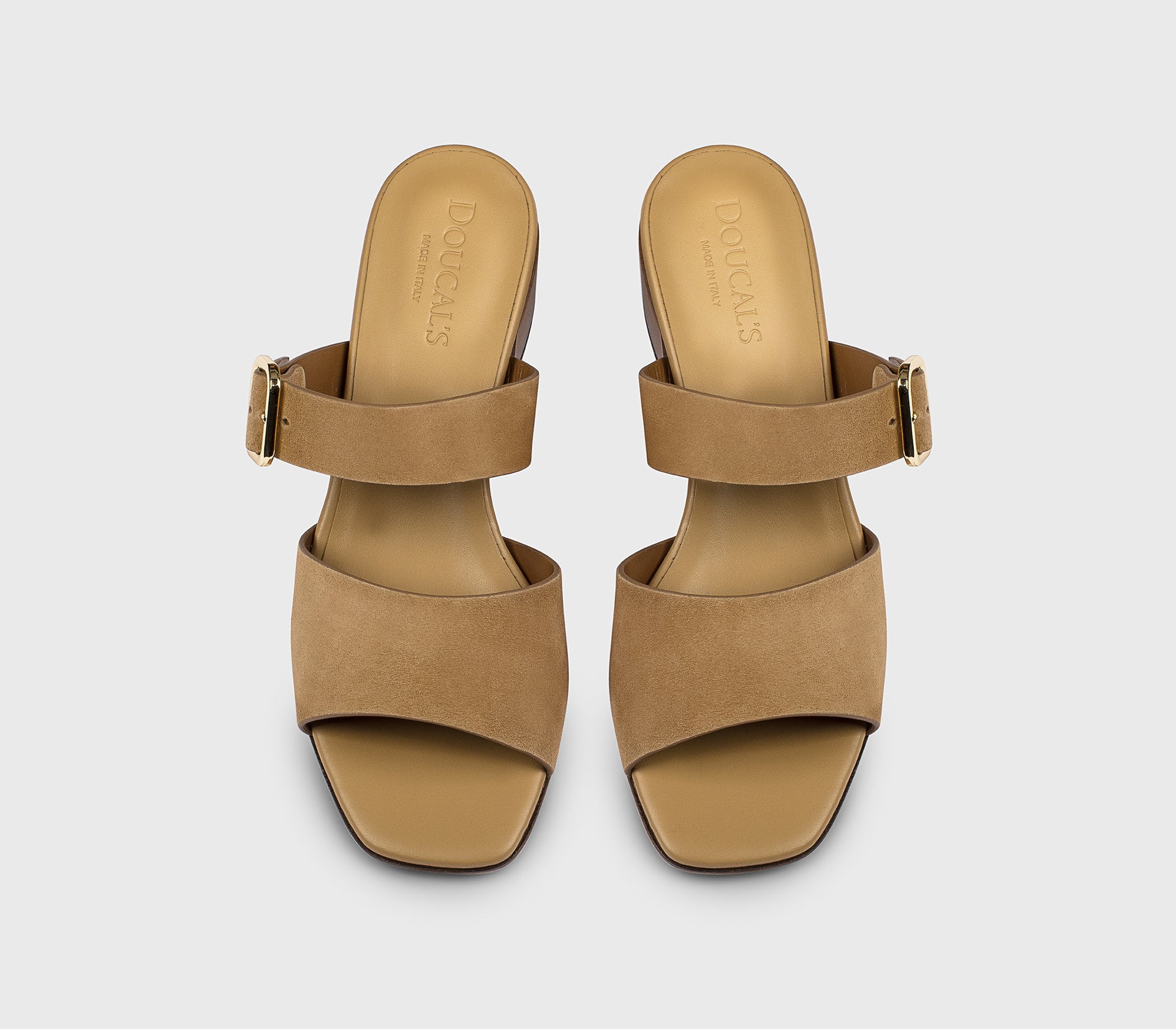 “Teddy” beige suede double-strap sandal