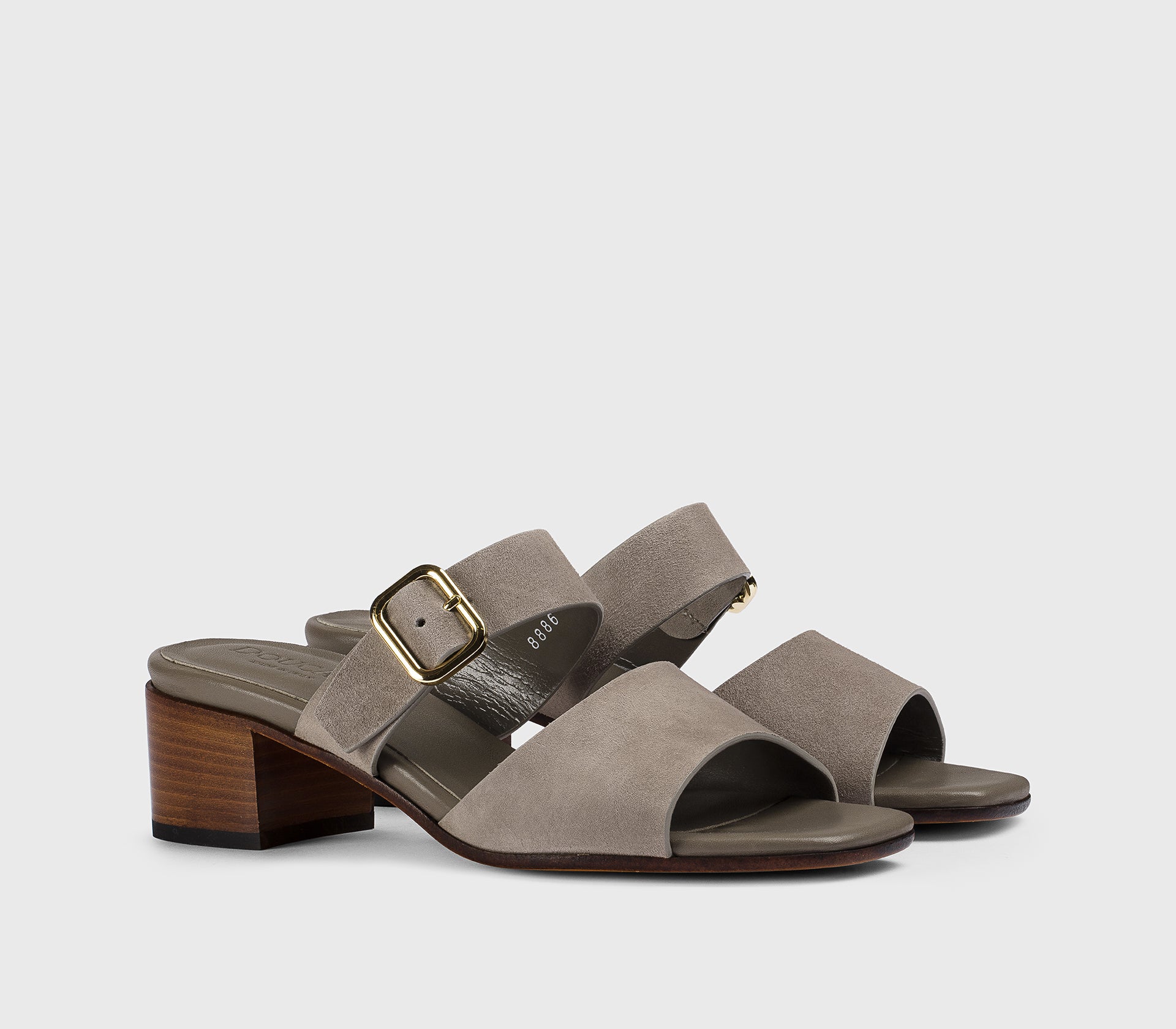 Sandale à double bande en daim gris chaud