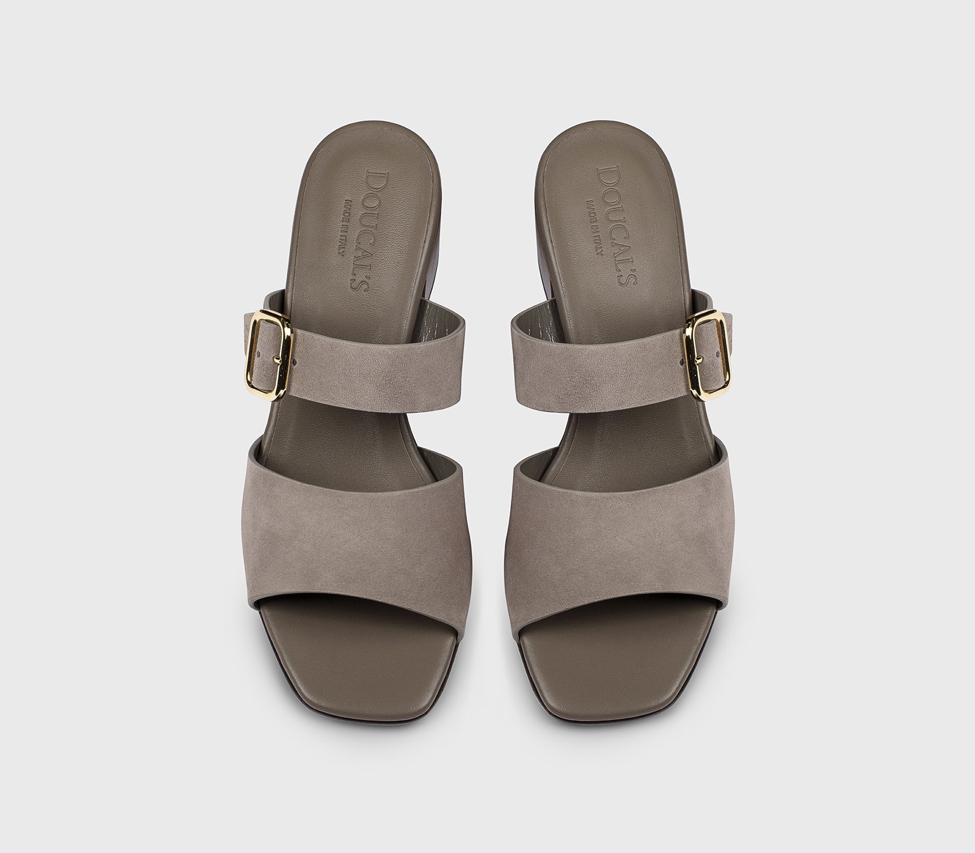 Sandale à double bande en daim gris chaud