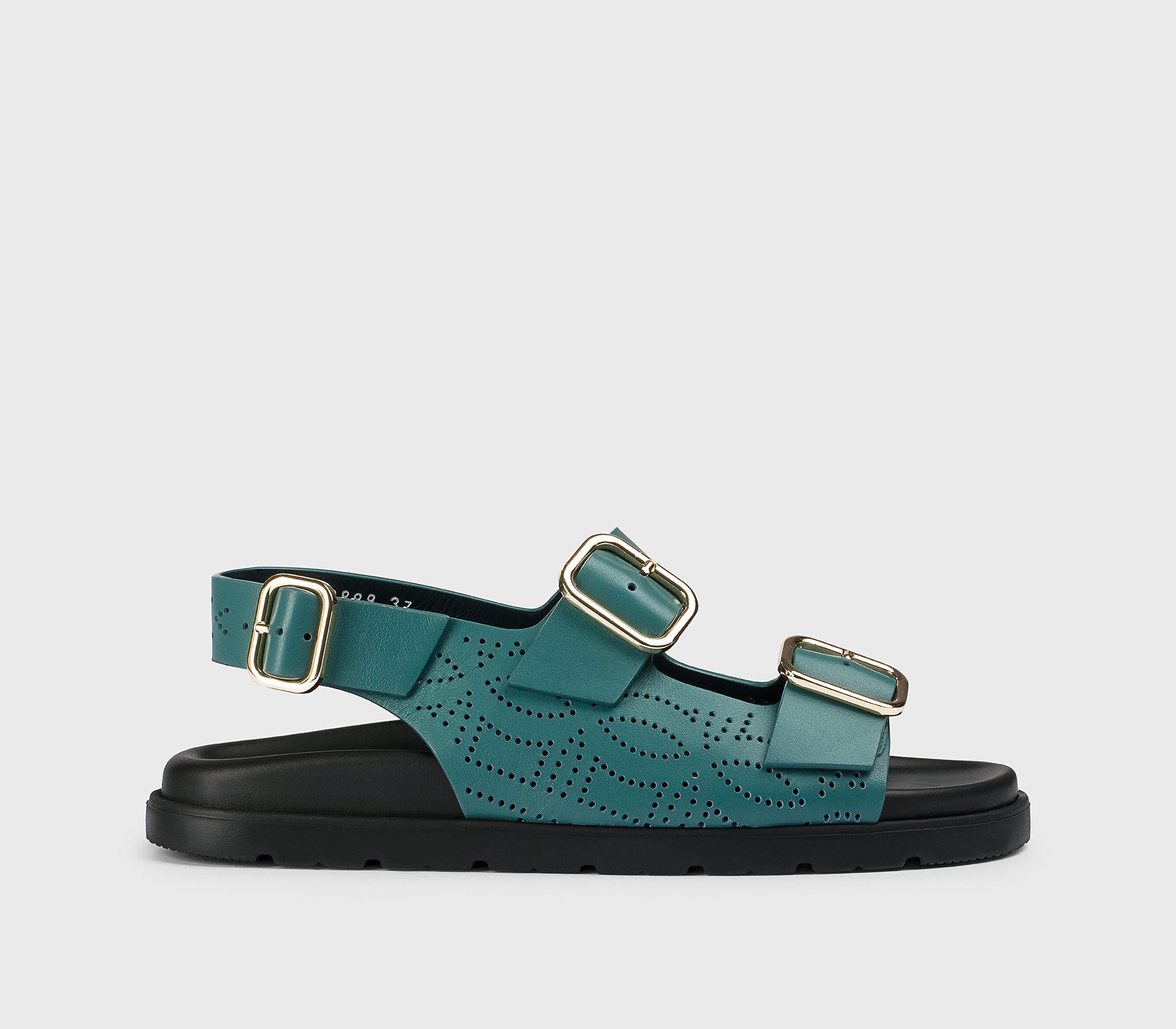 “Horizon” blue perforated leather sandal with buckles