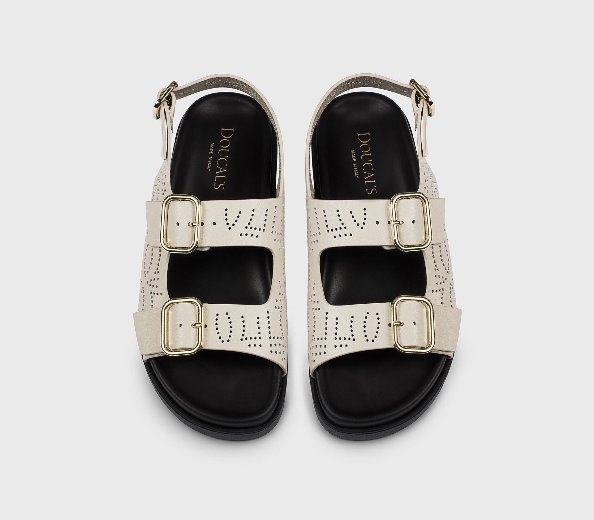 “Chalk” white perforated leather sandal with buckles