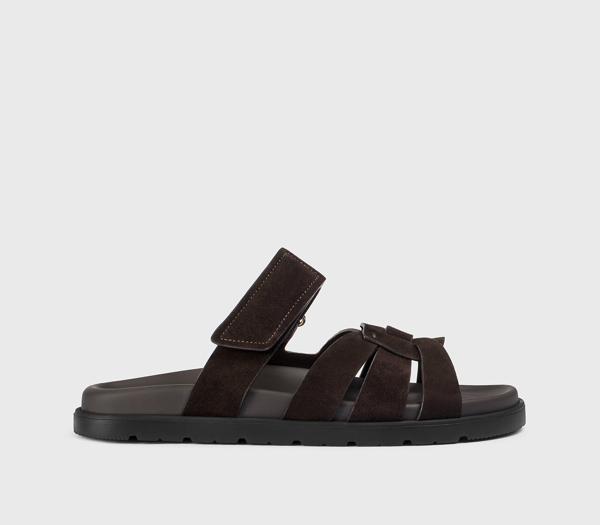 Mahogany suede multi-strap sandal
