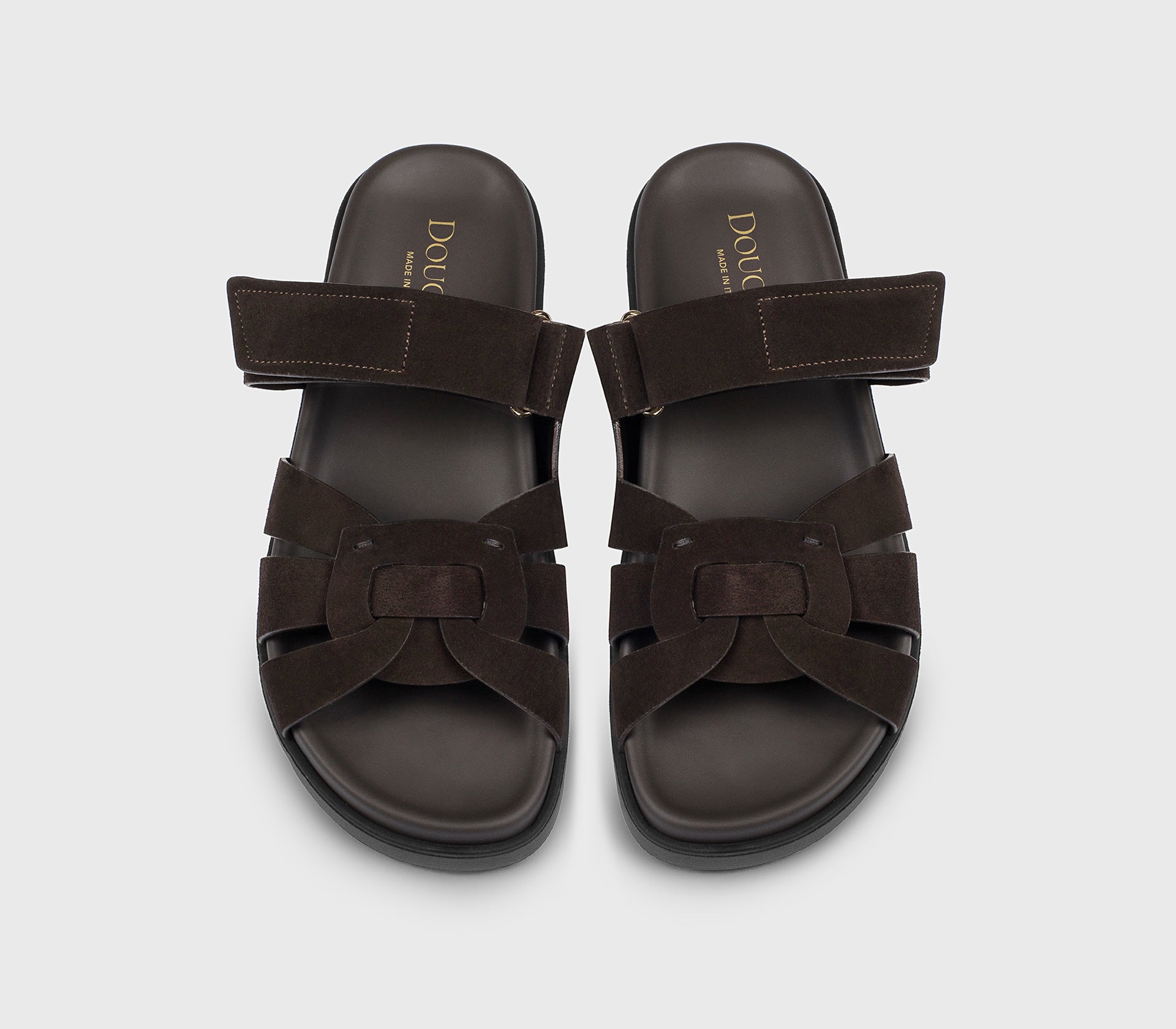 Mahogany suede multi-strap sandal