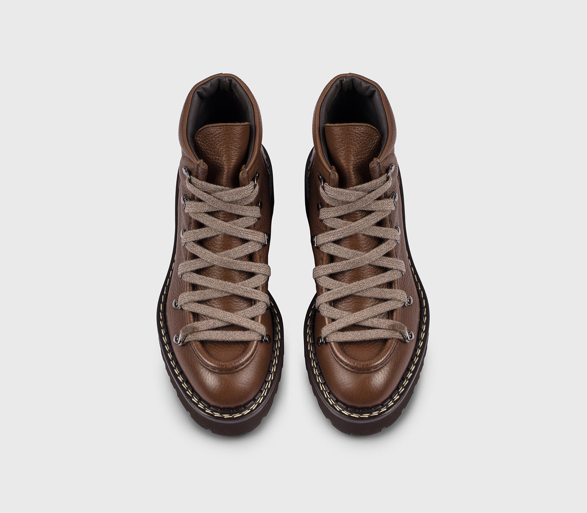 Damenschnürstiefelette aus braunem Damhirschleder