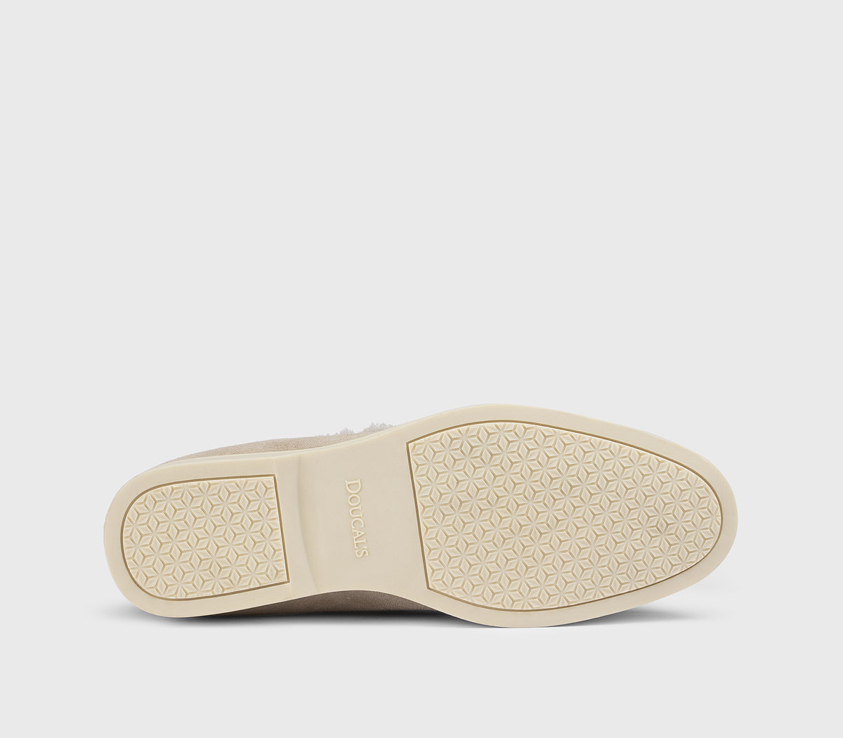 Sand-coloured suede loafer with fur detail
