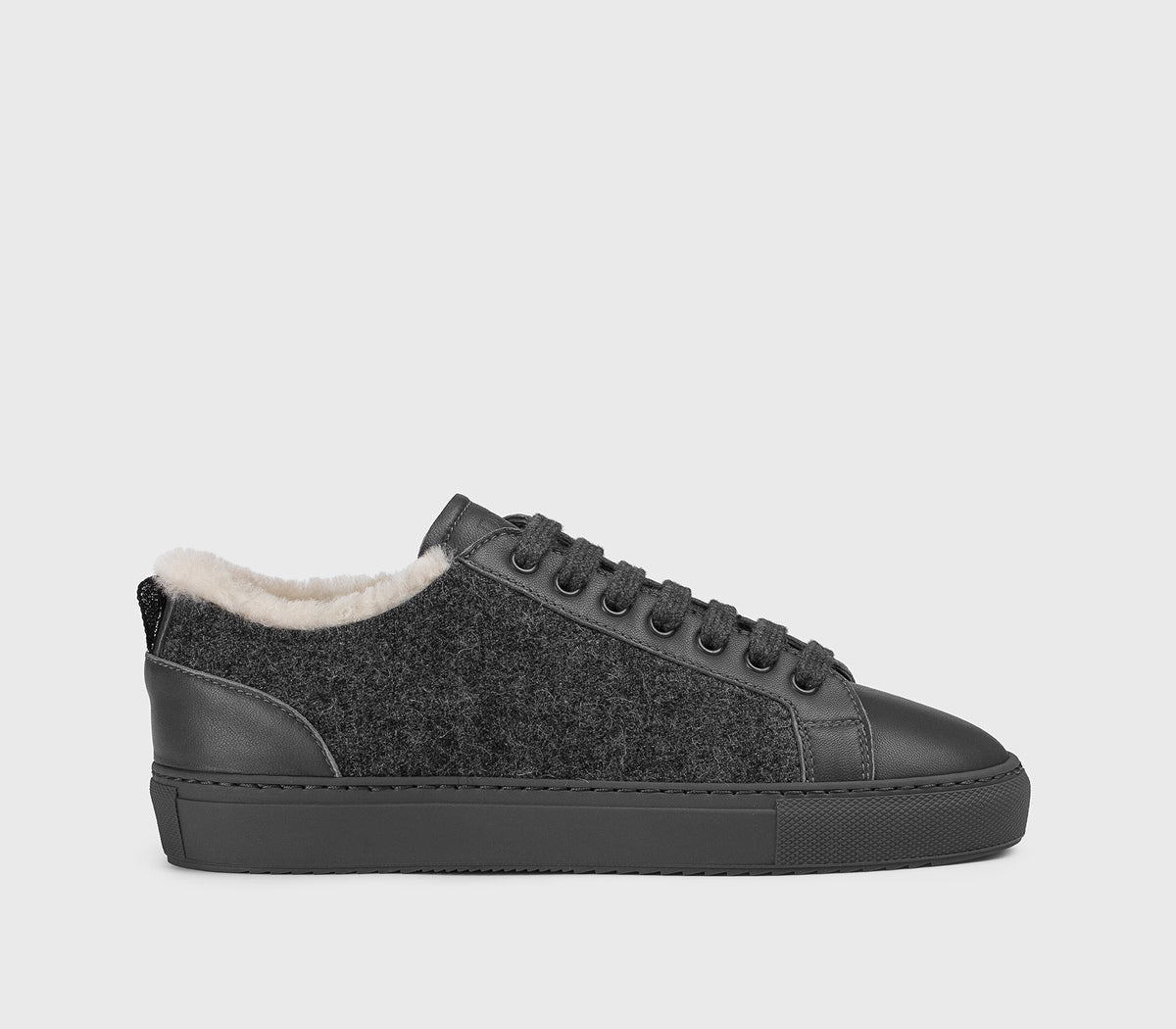 Sneaker en cuir et laine anthracite