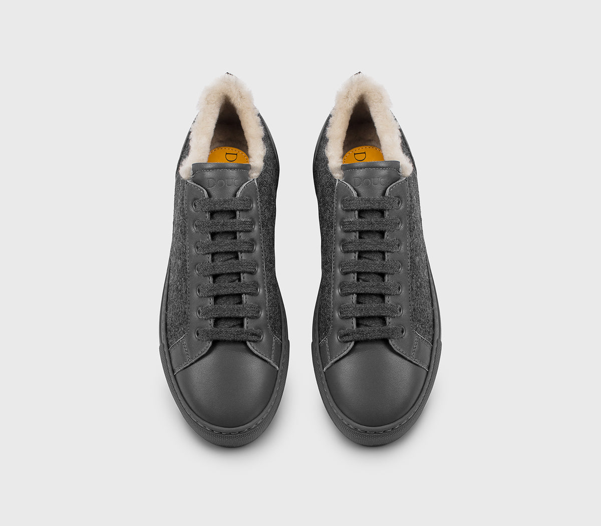 Sneaker en cuir et laine anthracite