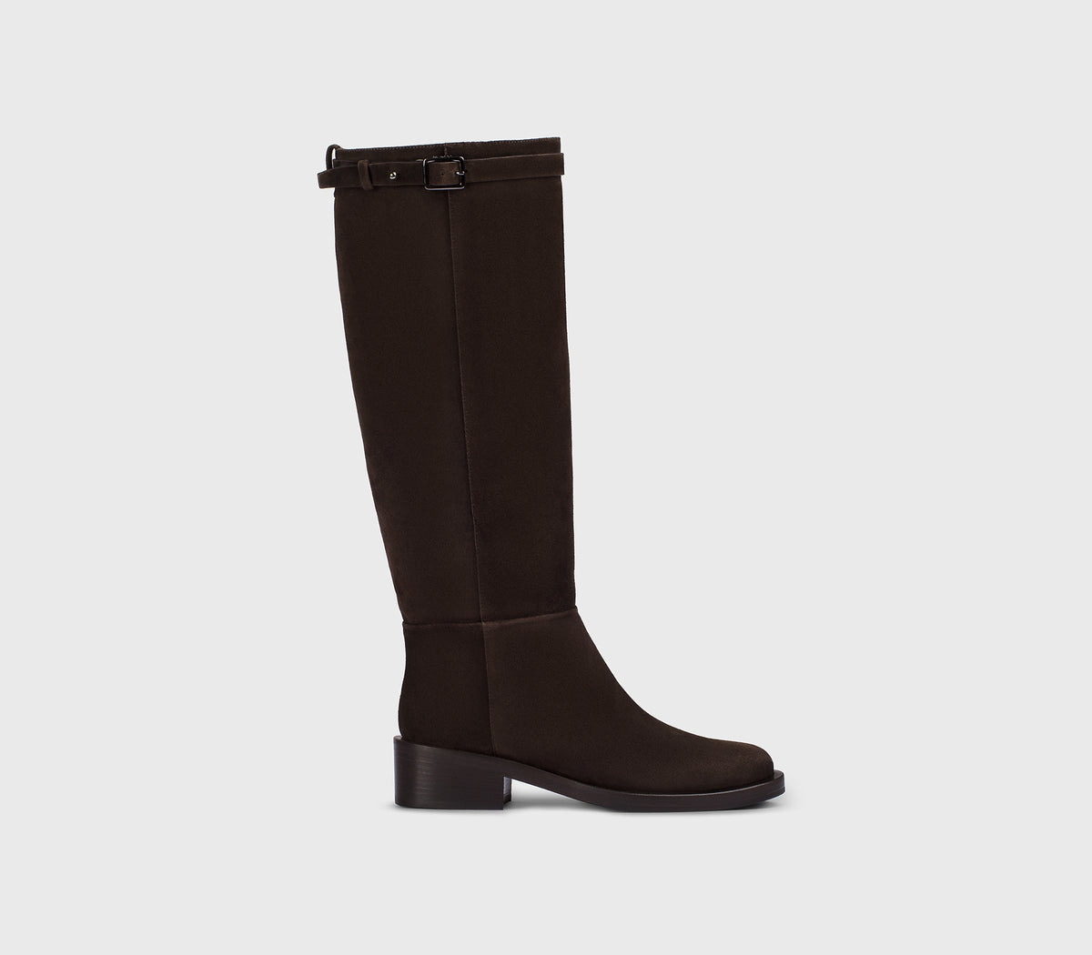 Stiefel mit Absatz aus mahagonifarbenem Veloursleder