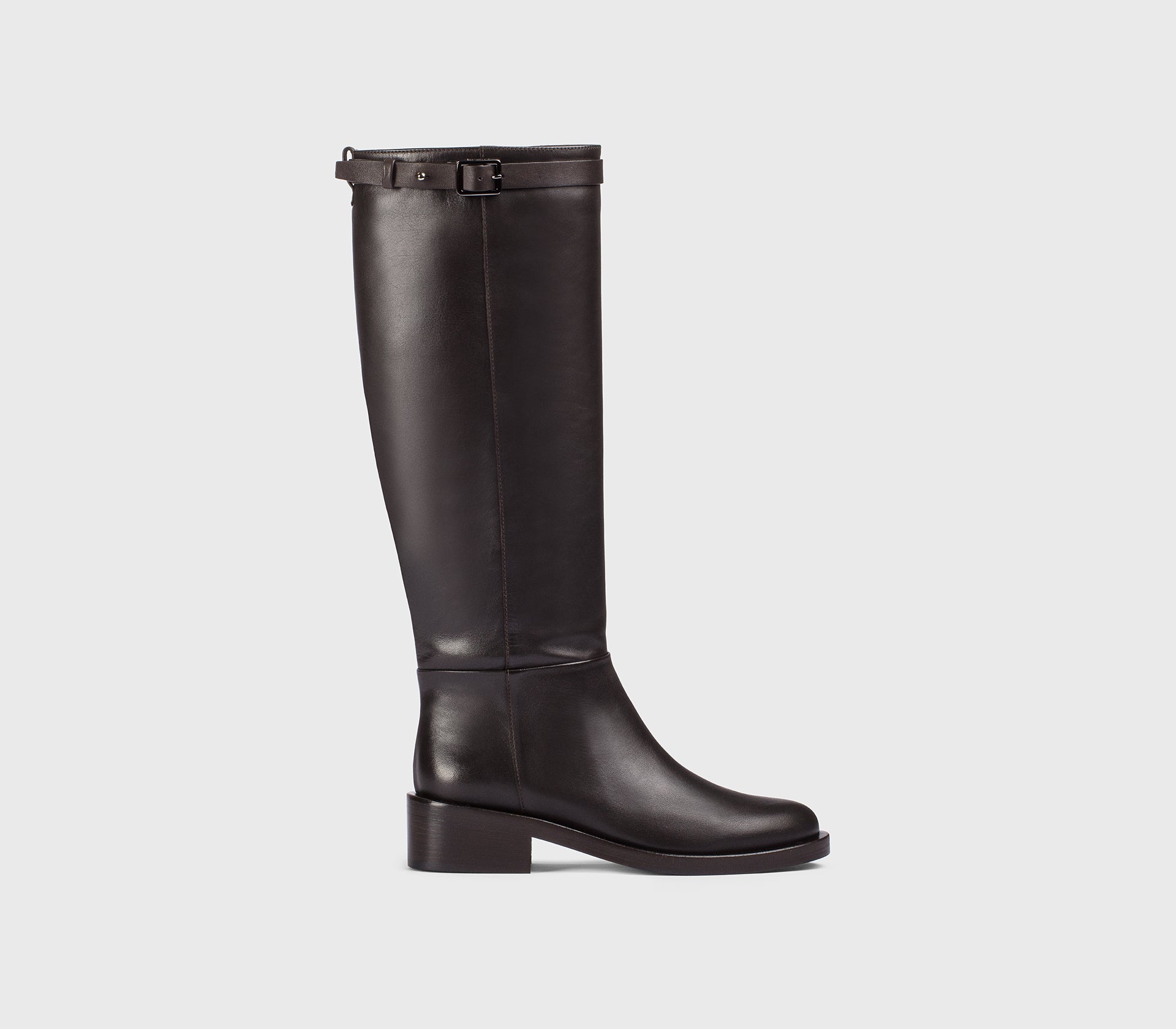 Stiefel mit Absatz aus mahagonifarbenem Leder