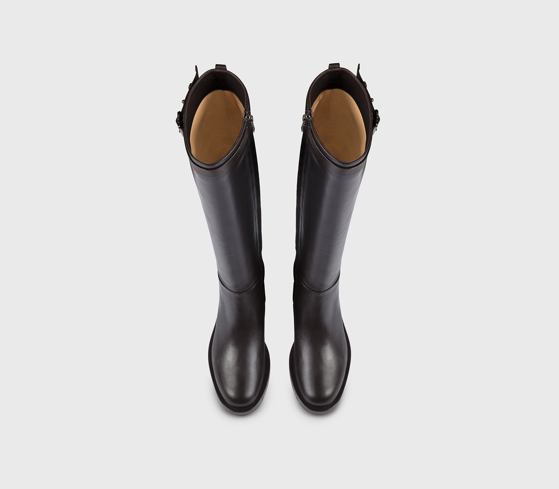 Stiefel mit Absatz aus mahagonifarbenem Leder