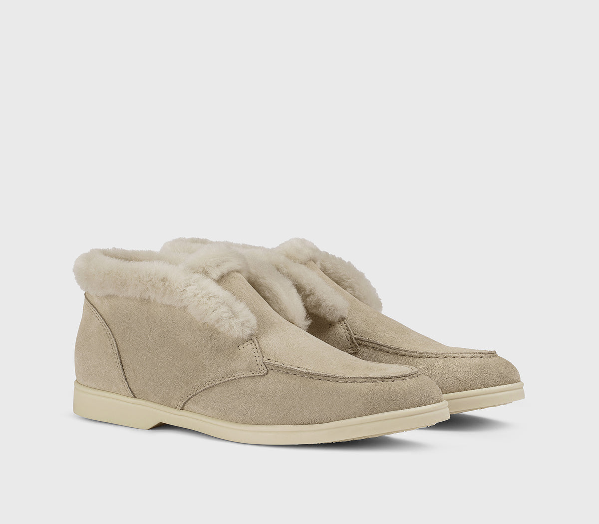 DD8968JOANUM252GC15 - Desert boot con dettaglio pelliccia in suede sabbia