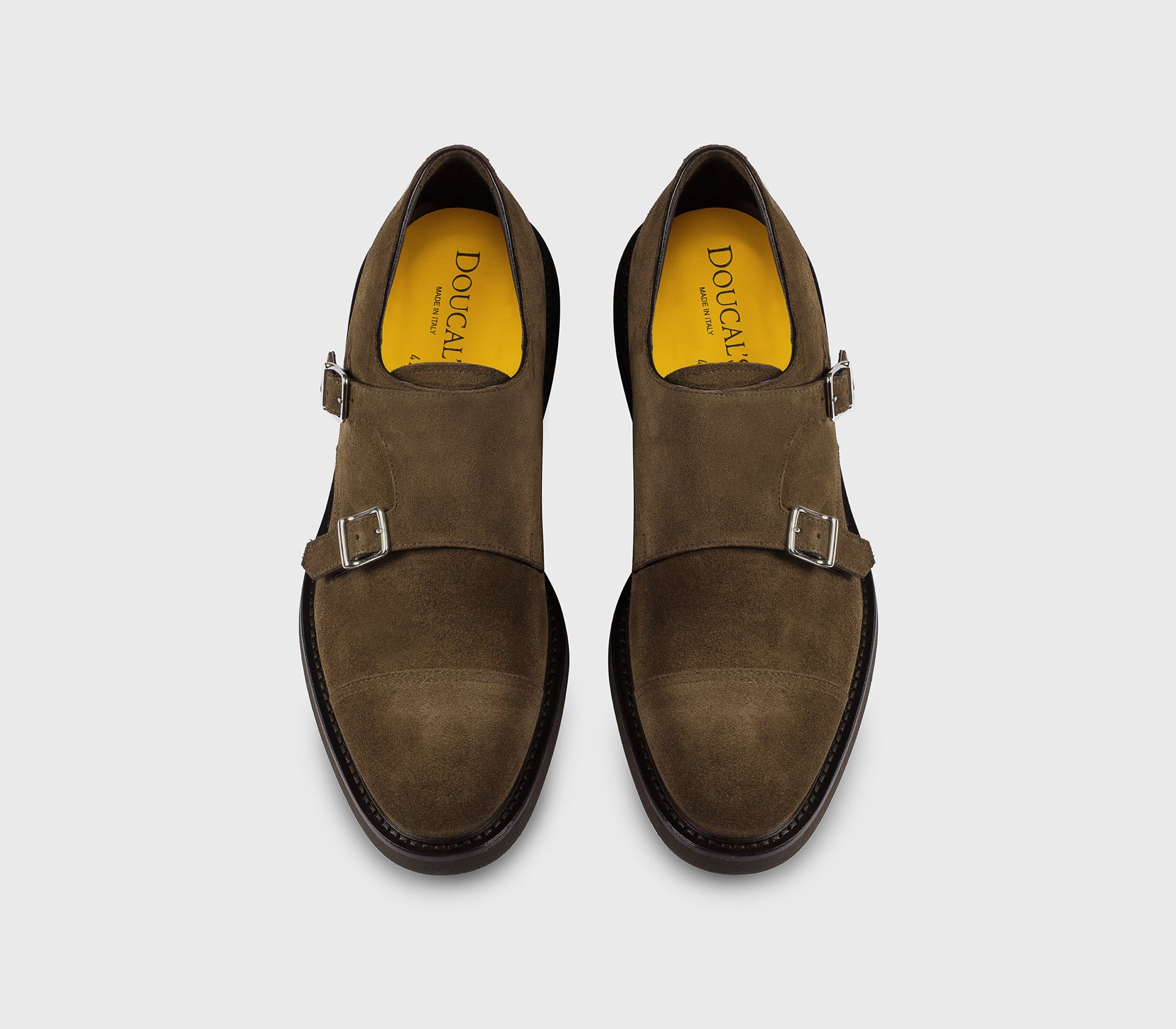 Monkstrap aus havanna-braunem Veloursleder