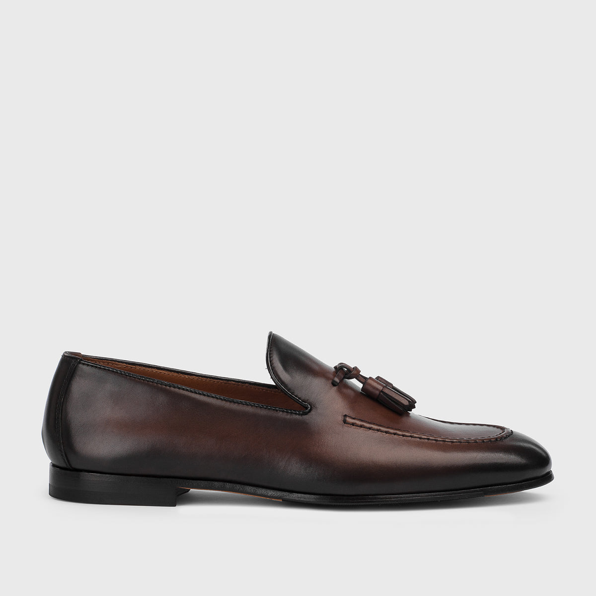 Manfield Men\'s Leather Tassel Loafer Shoes Brown Size 11 D Tassel Loafers Dark Brown | Handcrafted Leather | 3DM Lifestyle main image 2