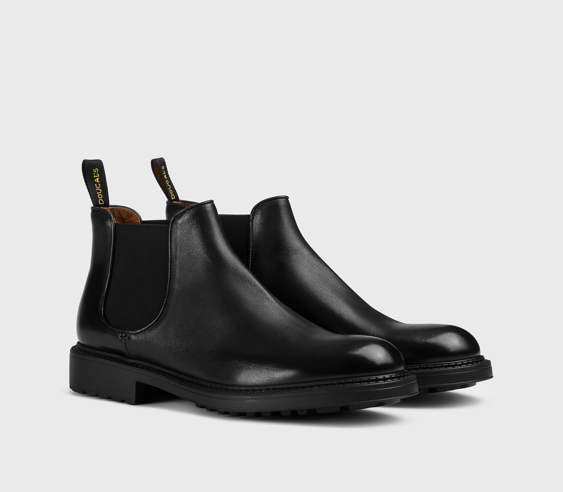 Black leather ankle boot
