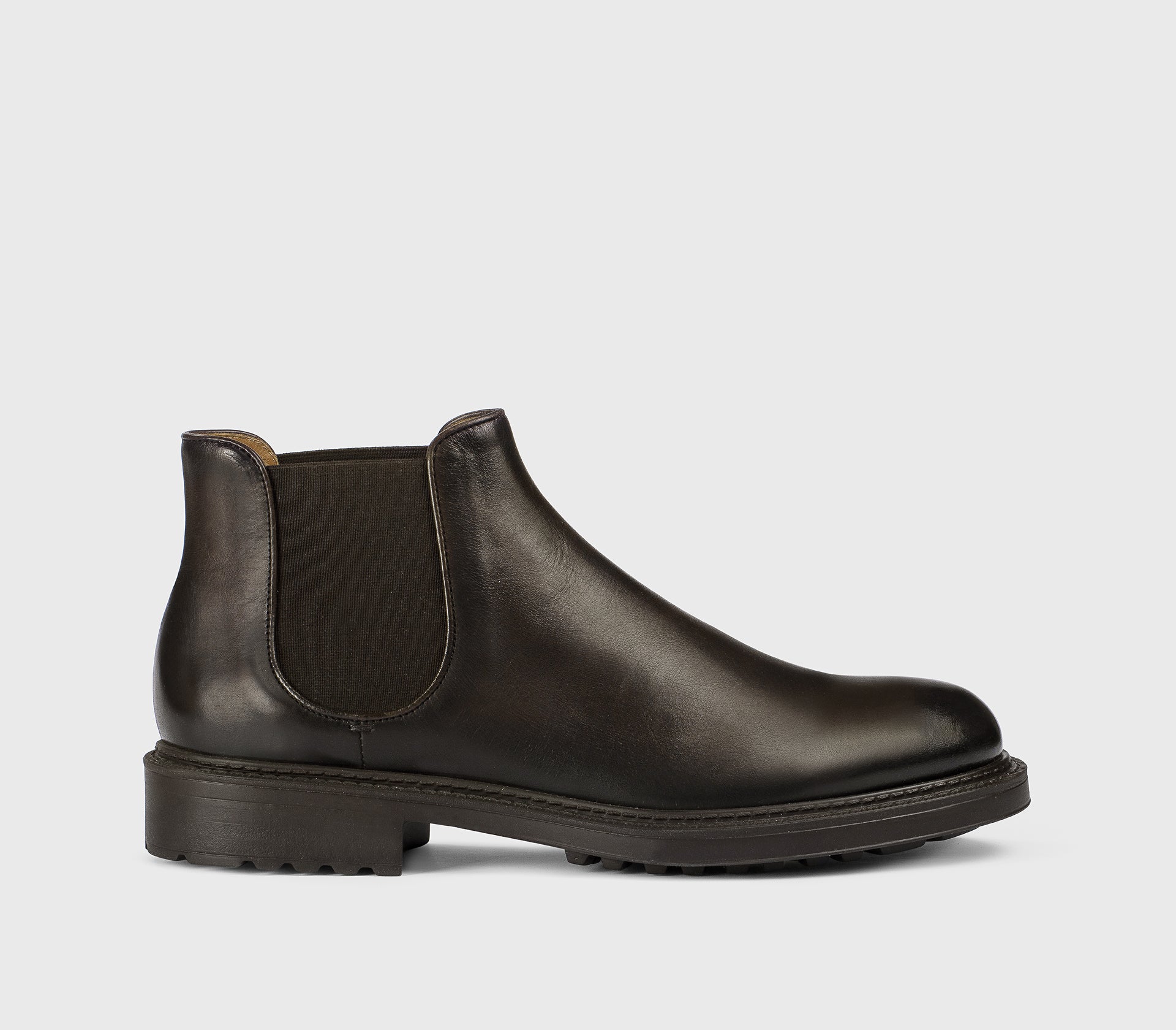 Dark brown leather ankle boot