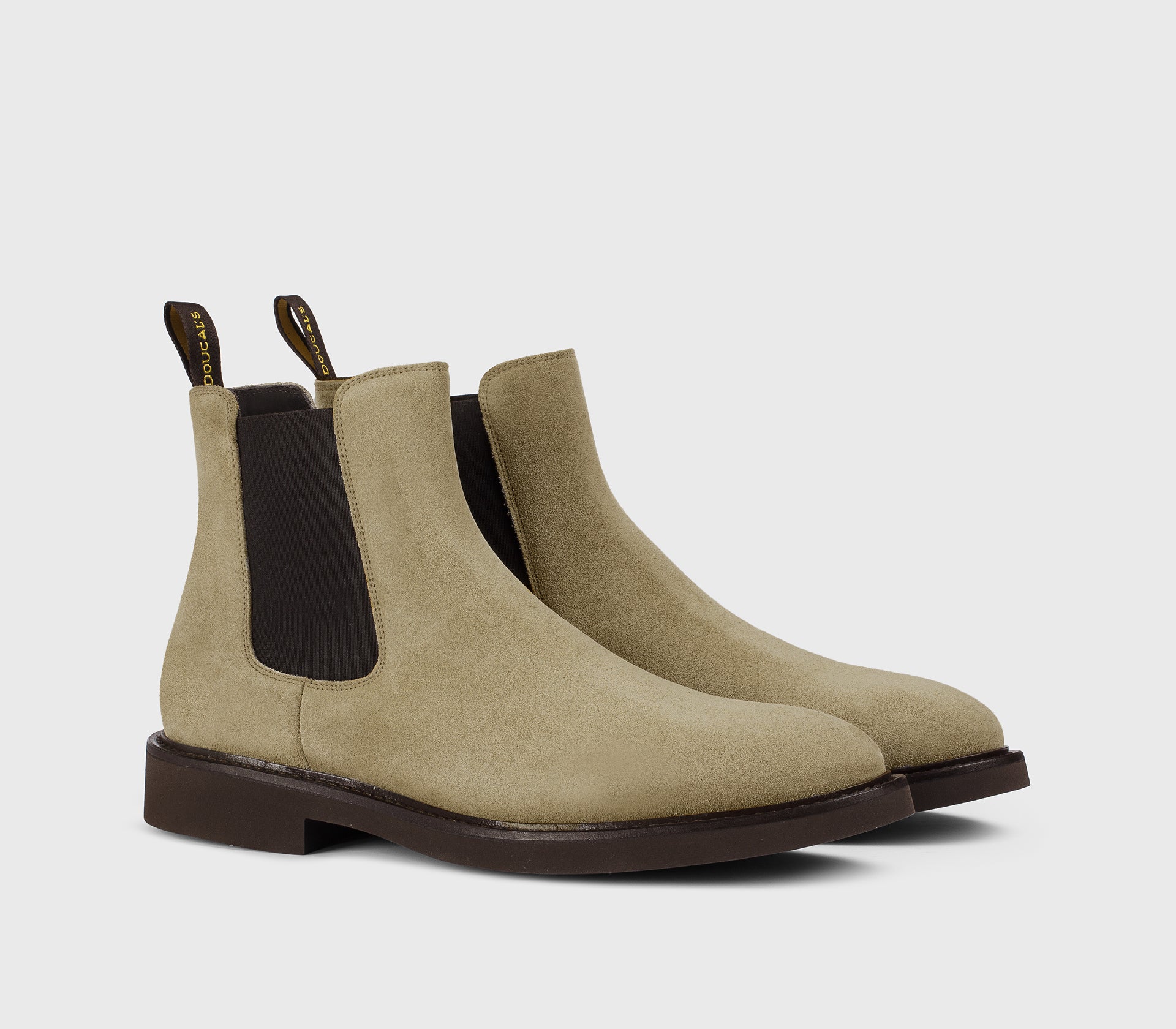 Sand-coloured suede ankle boot