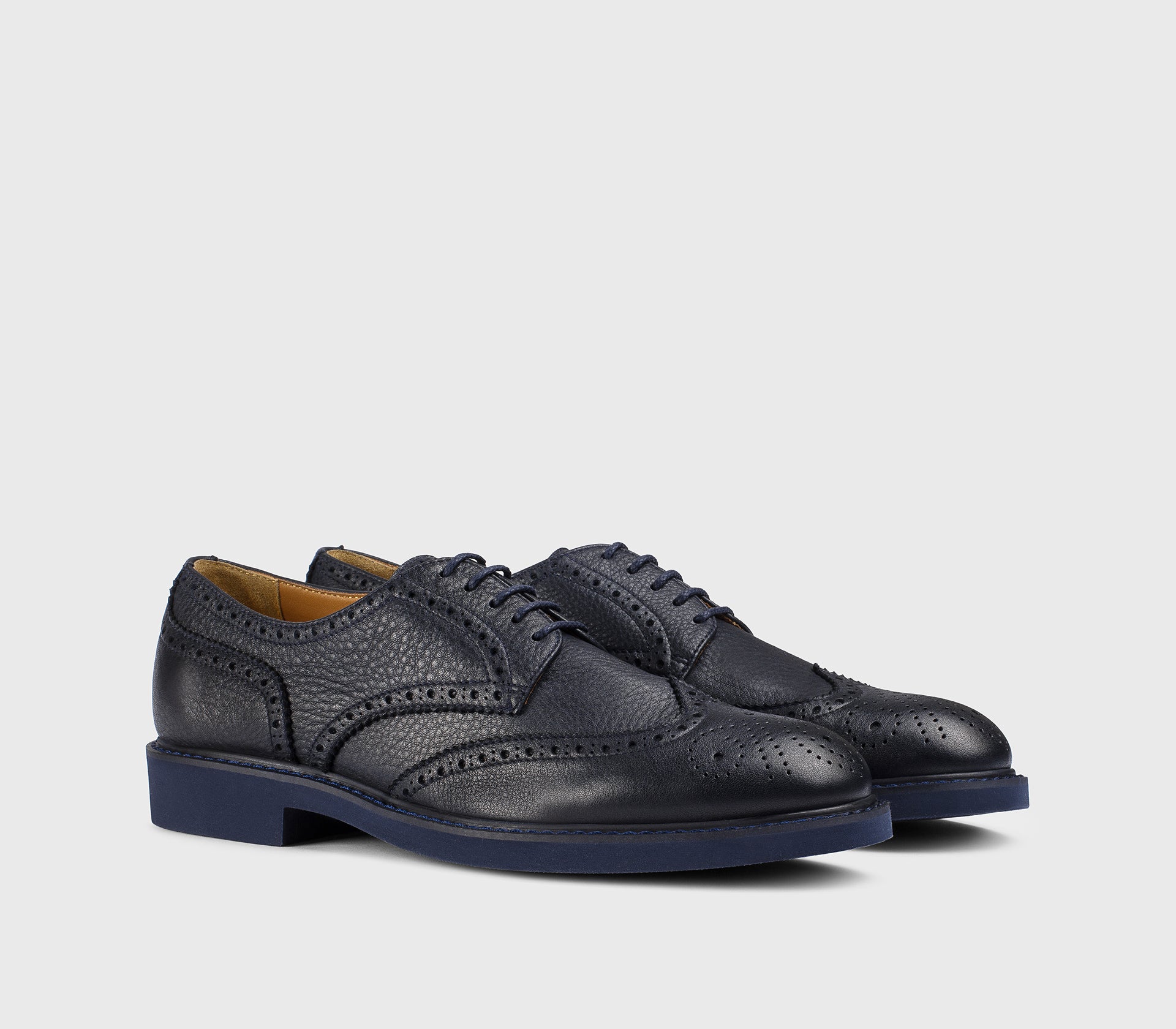 Chaussure à lacets à queue d’aronde en cuir bleu abysse