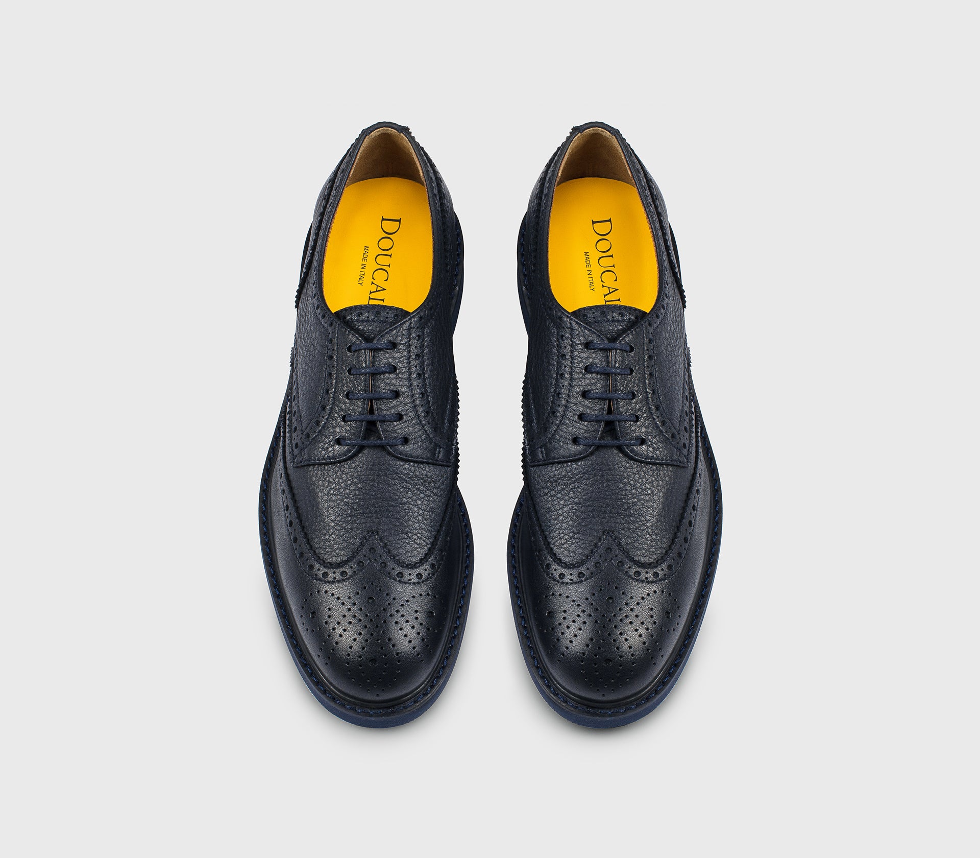 “Abyss” blue leather dovetail lace-up