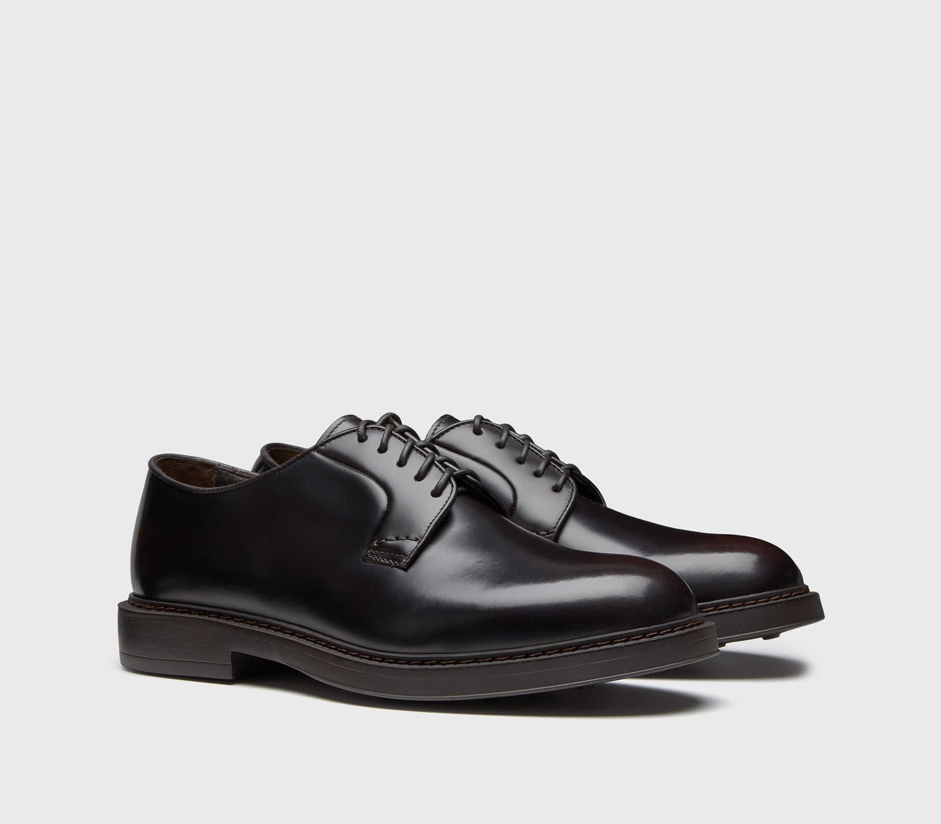 Brown leather lace-up