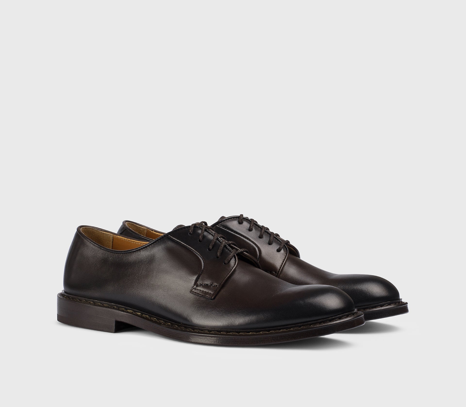 Dark brown leather lace-up