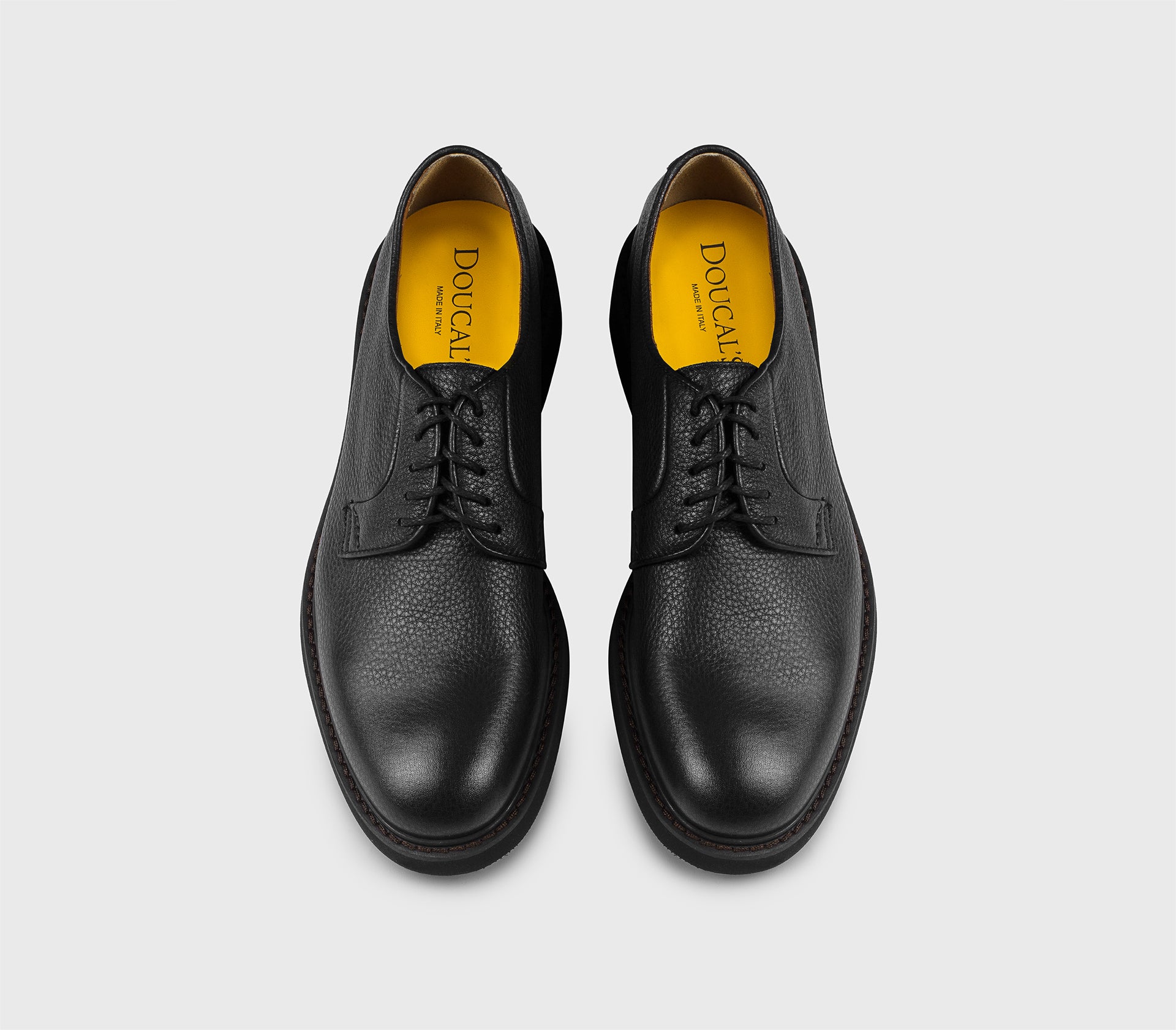 Black tumbled leather lace-up