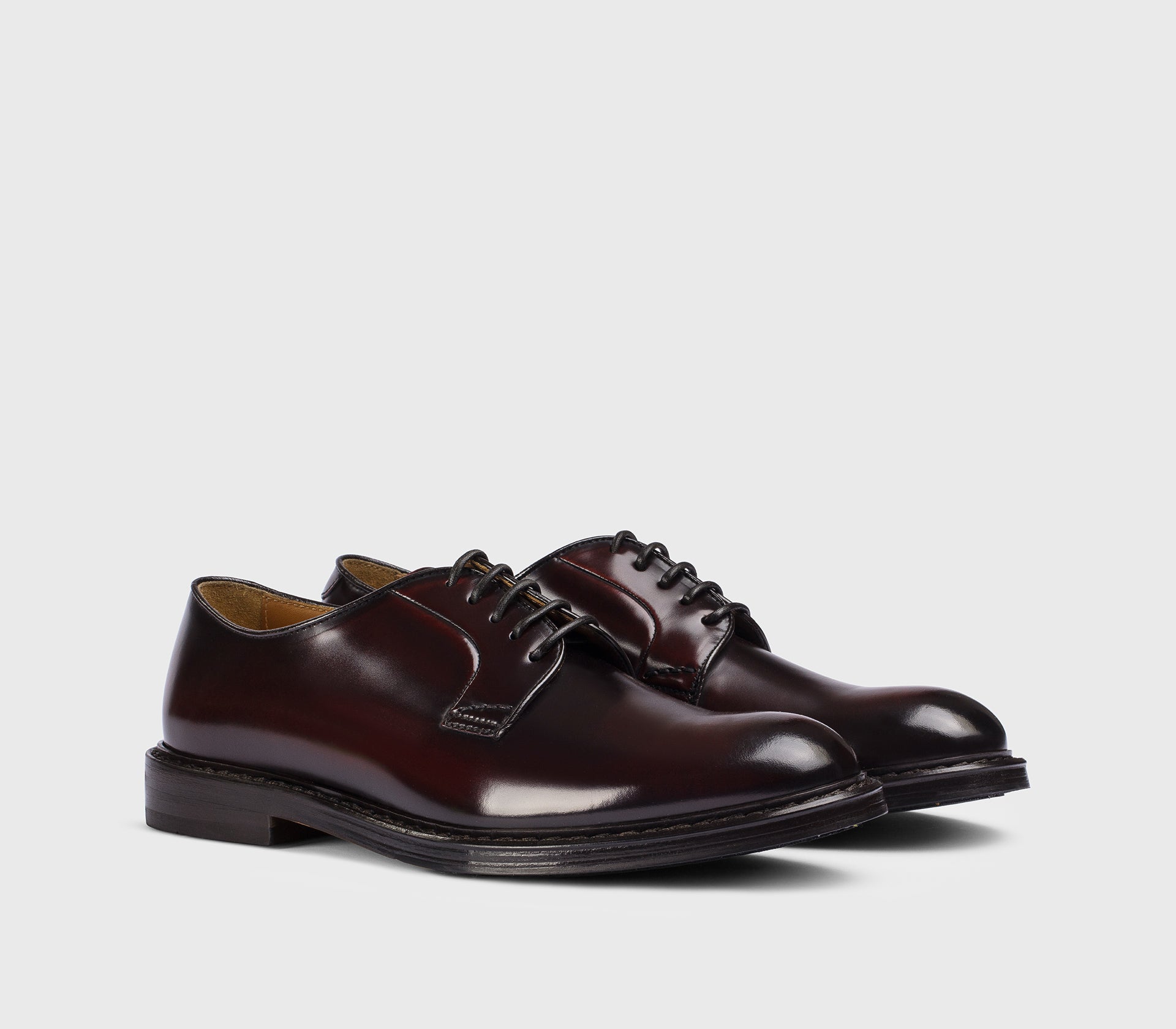 DU1385SIEWUF007TR23 - Stringata derby in pelle barbera
