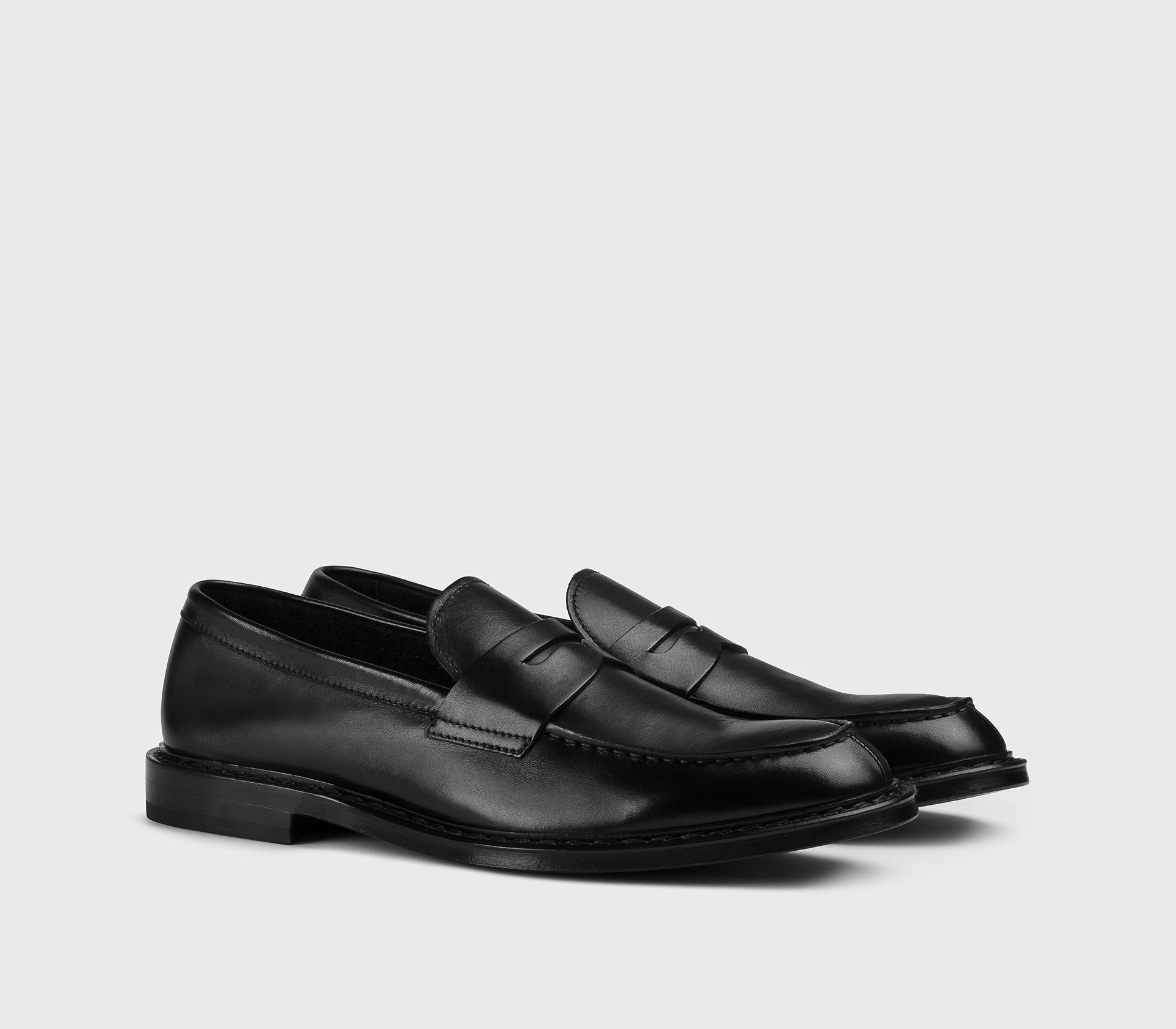 Black leather loafer