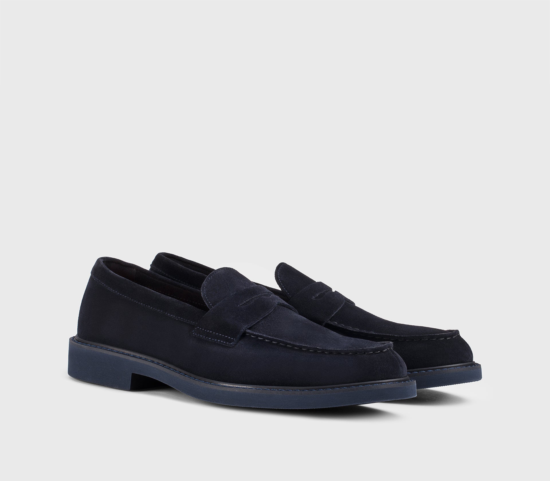 Mokassin aus blauem Veloursleder