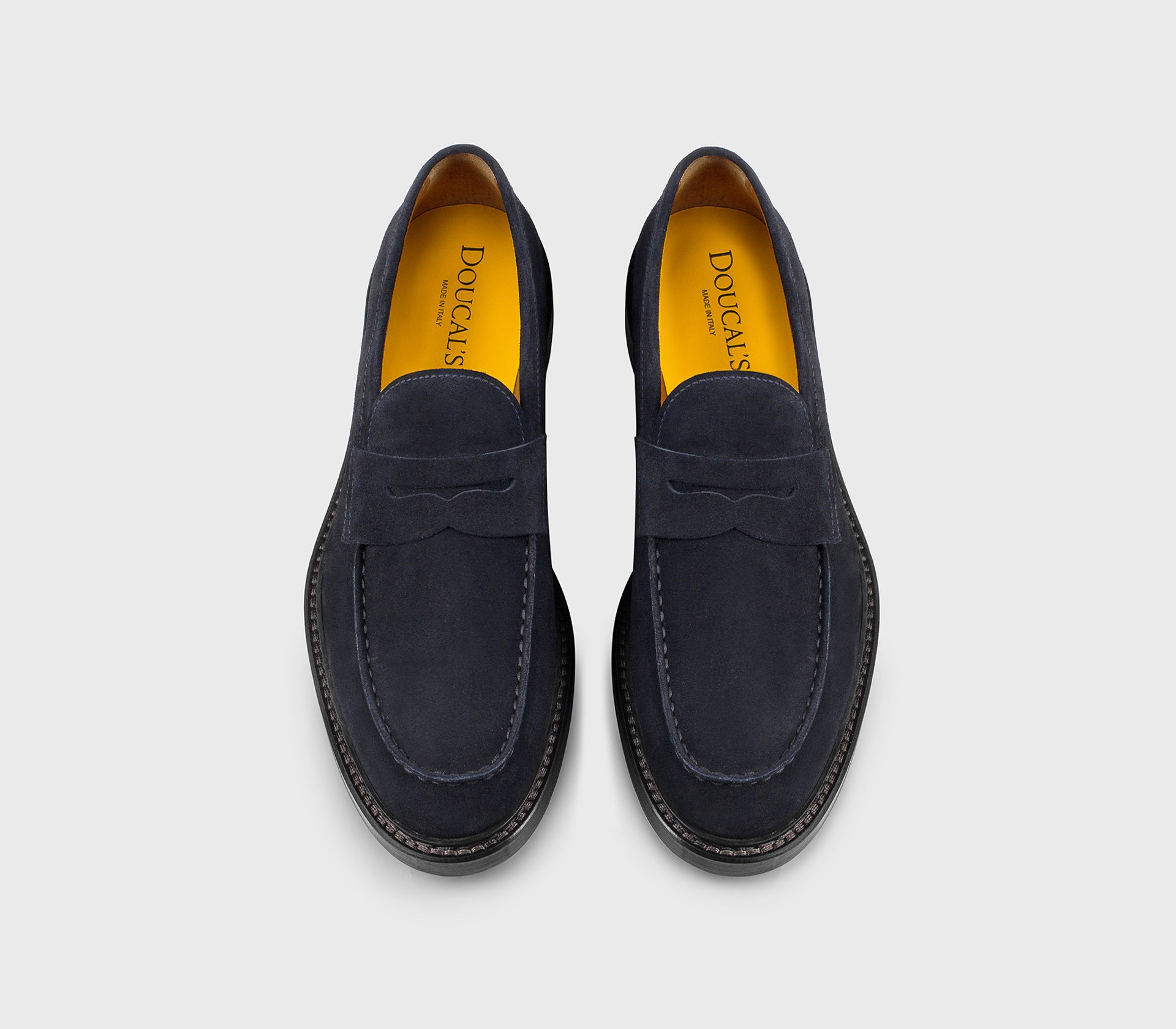 Mokassin aus blauem Veloursleder