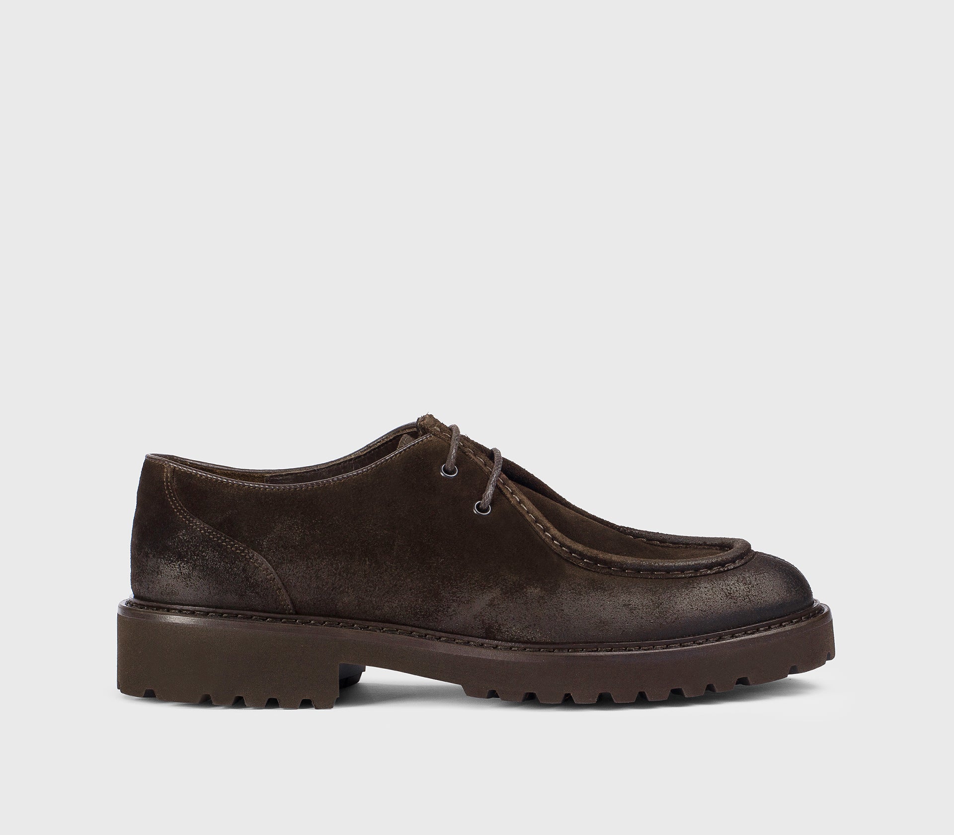 Chaussure à lacets en daim à deux œillets brun terreux