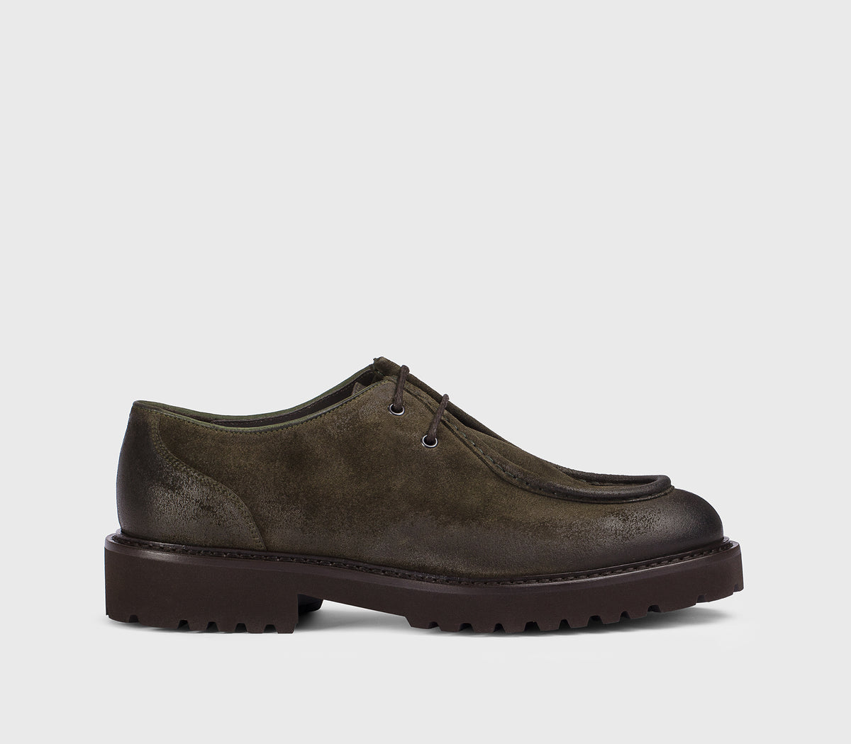 DU2737PHILUF205TV23 - Stringata in suede a due fori verde "muschio"