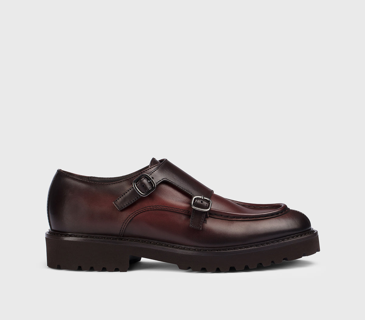 Chaussure à double boucle en cuir barbera