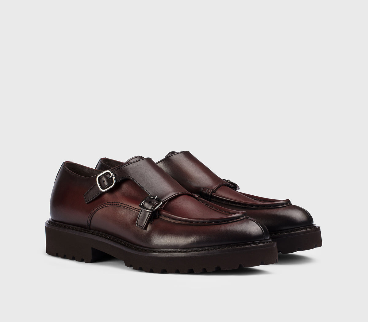 Chaussure à double boucle en cuir barbera