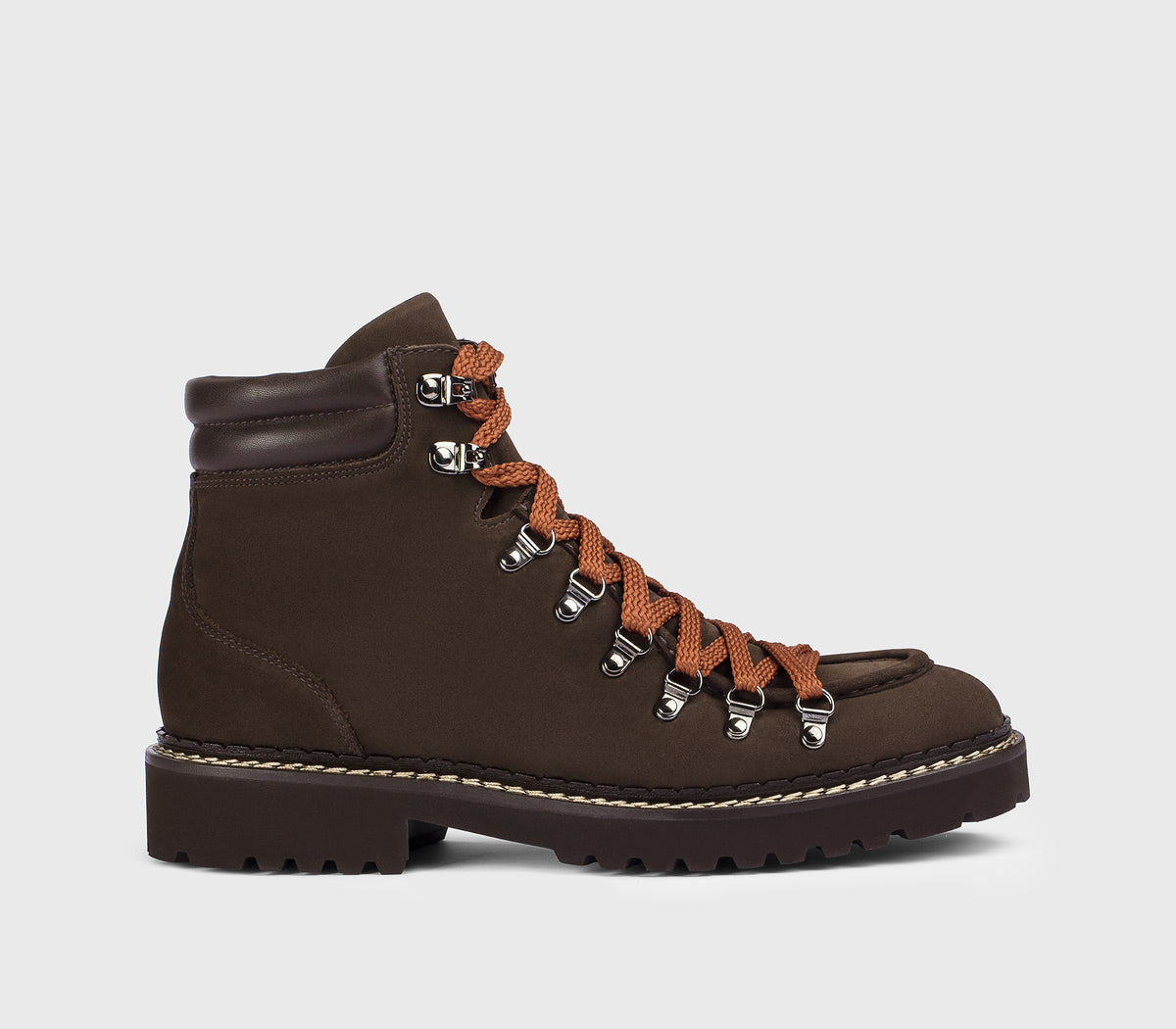 Bottine à lacets en daim acajou