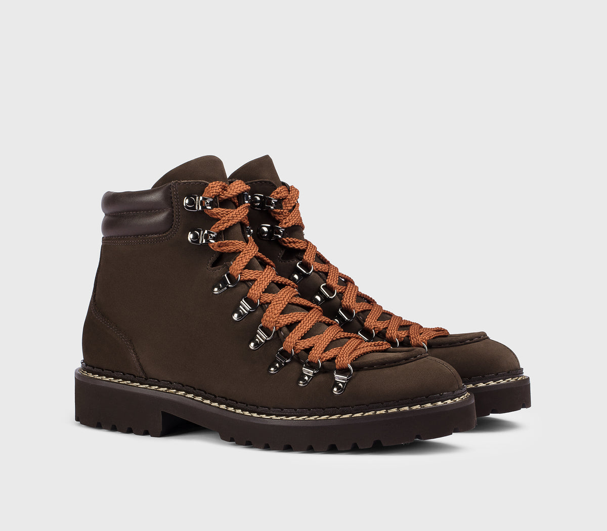 Bottine à lacets en daim acajou