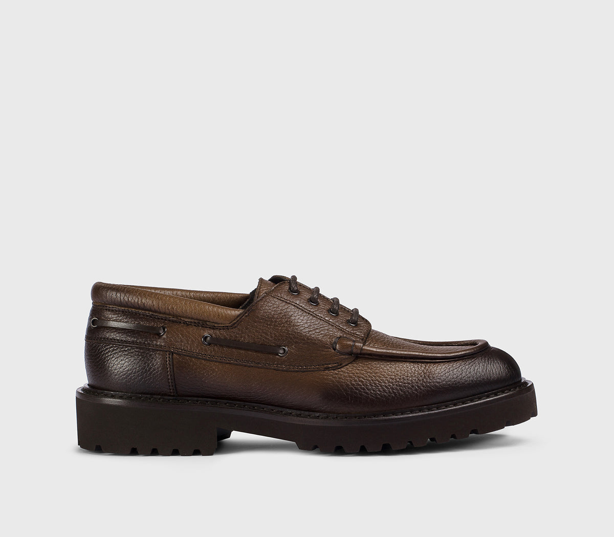 DU3083PHILUF054TM04 - Mocassino stringato in pelle di cervo marrone