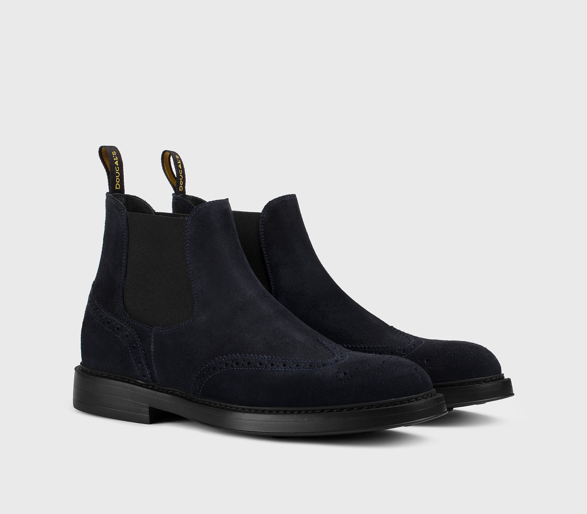 Blue suede dovetail ankle boot