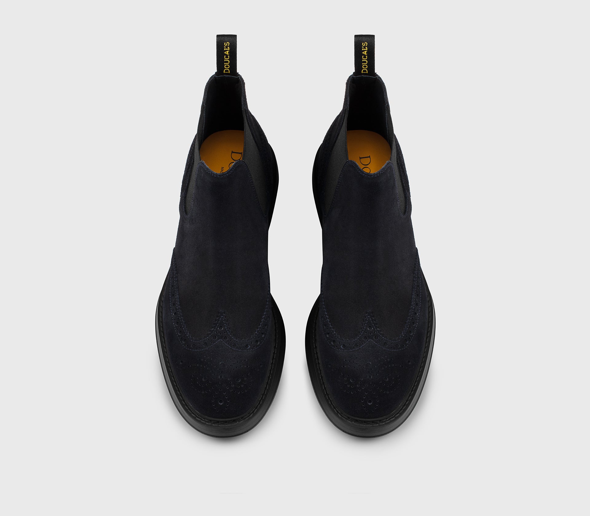 Blue suede dovetail ankle boot