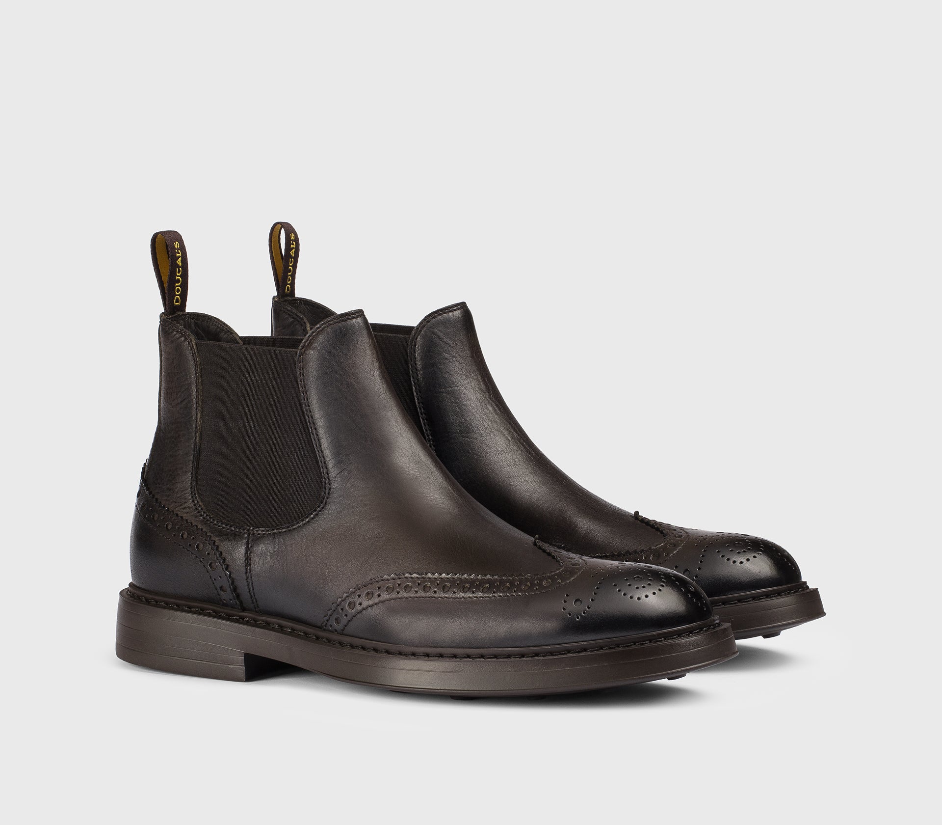 Dark brown leather dovetail ankle boot