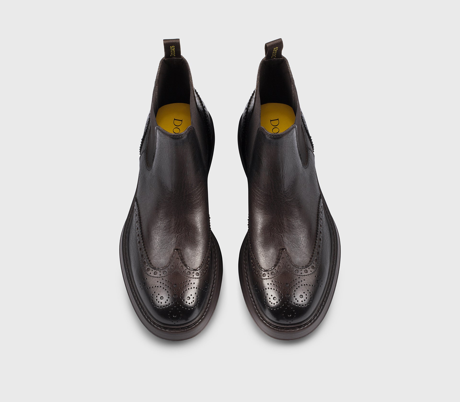 Dark brown leather dovetail ankle boot