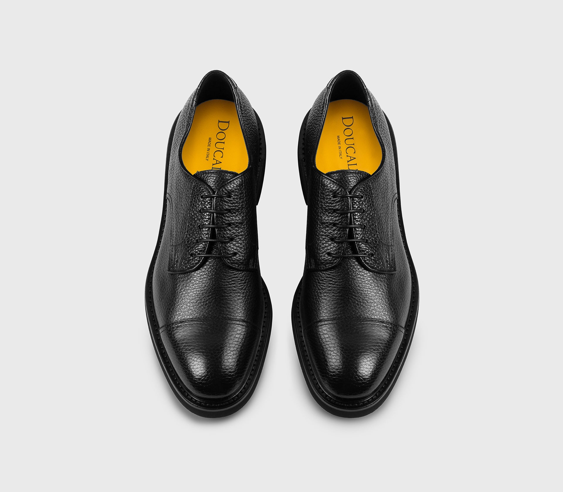 Black tumbled leather lace-up