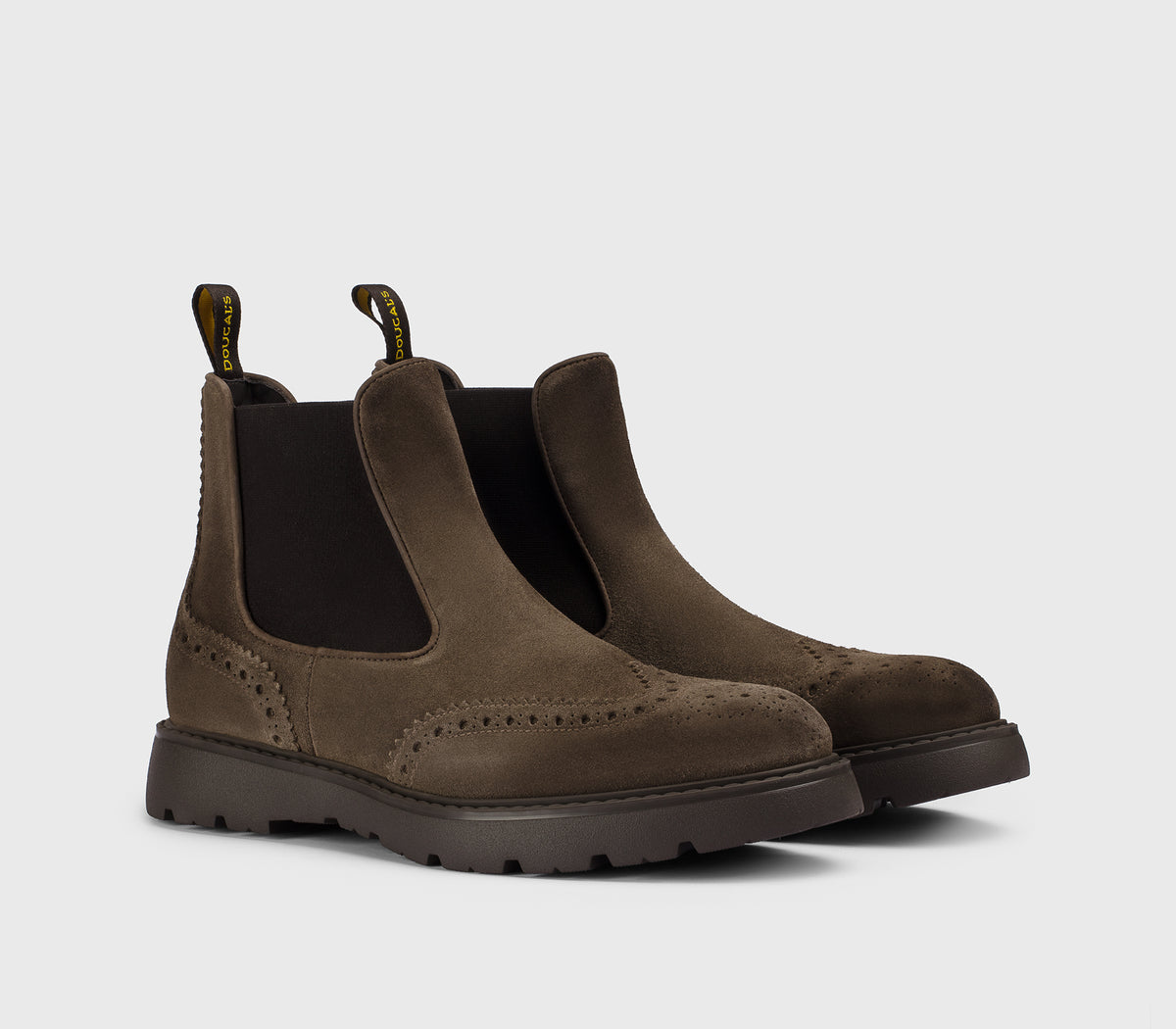 Wingtip-Stiefelette aus Veloursleder im Farbton „Creta“