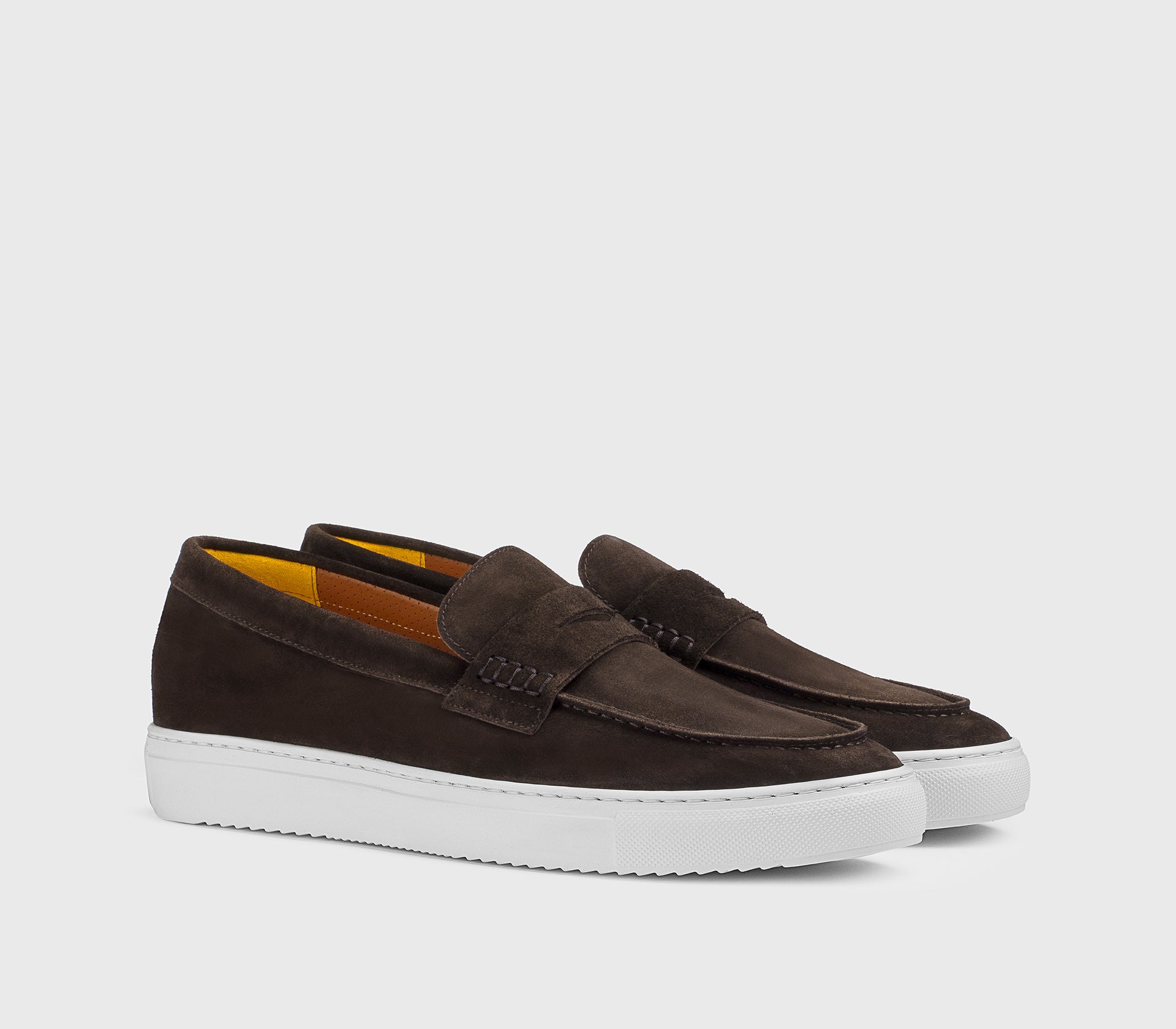 Mocassino slip-on con mascherina in suede marrone "terre"