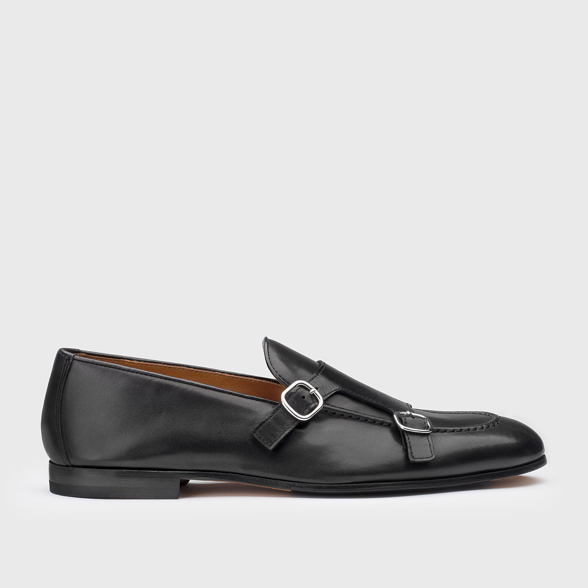 Men's buckle loafer in leather | black - Doucal's