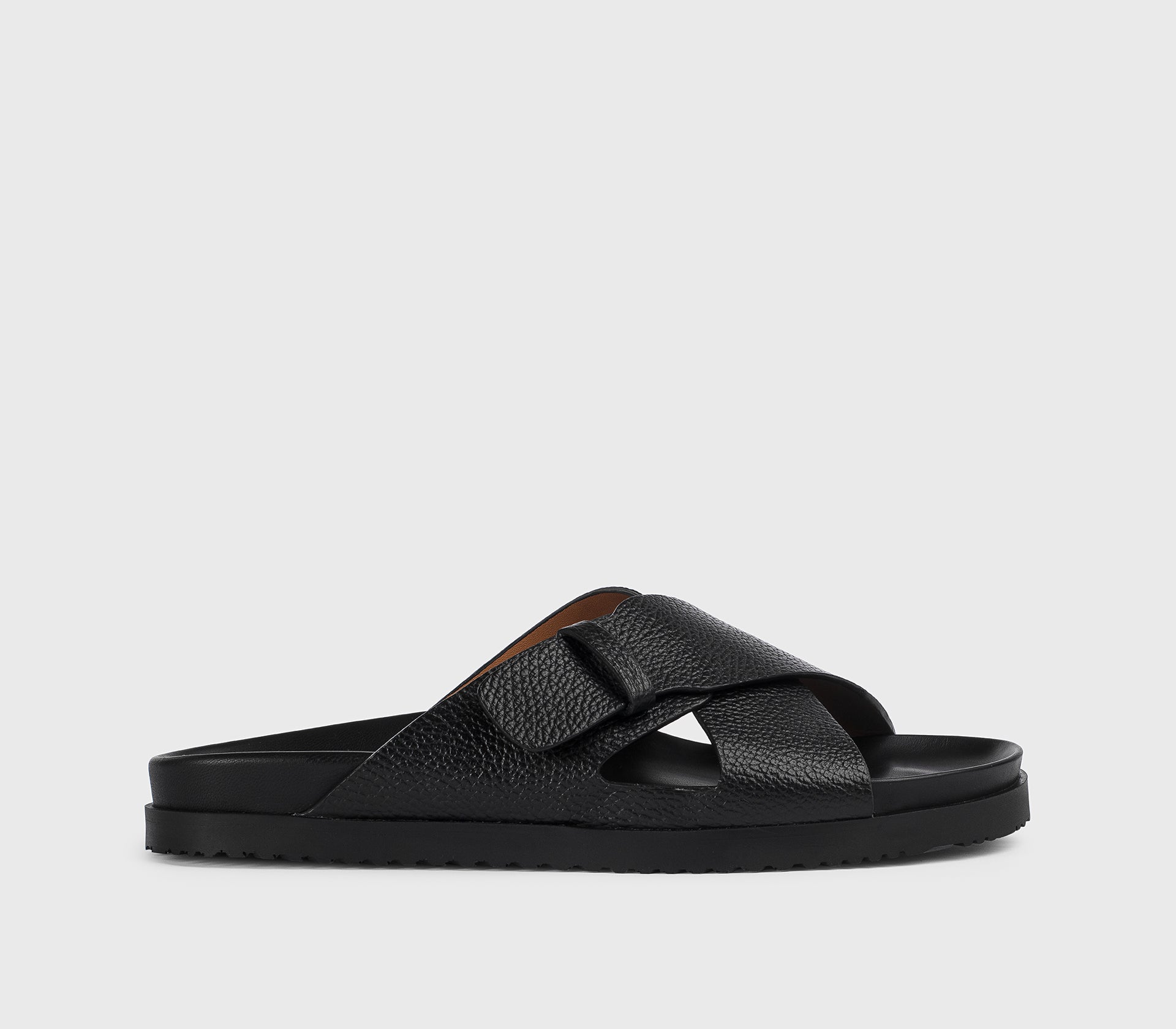 Men's tumbled leather double-strap sandal | black - Doucal's