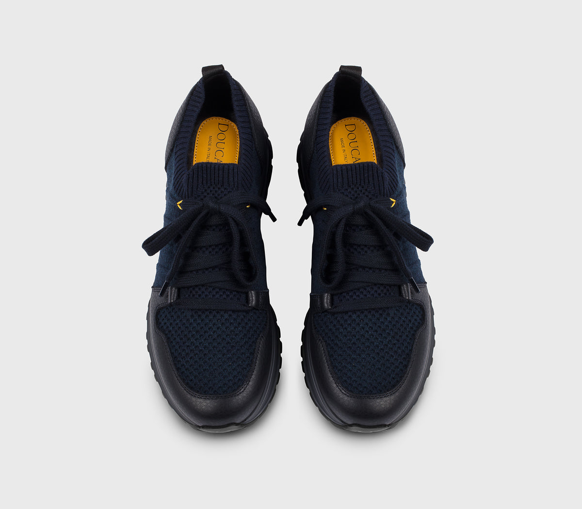 Blue and black dual material sneaker