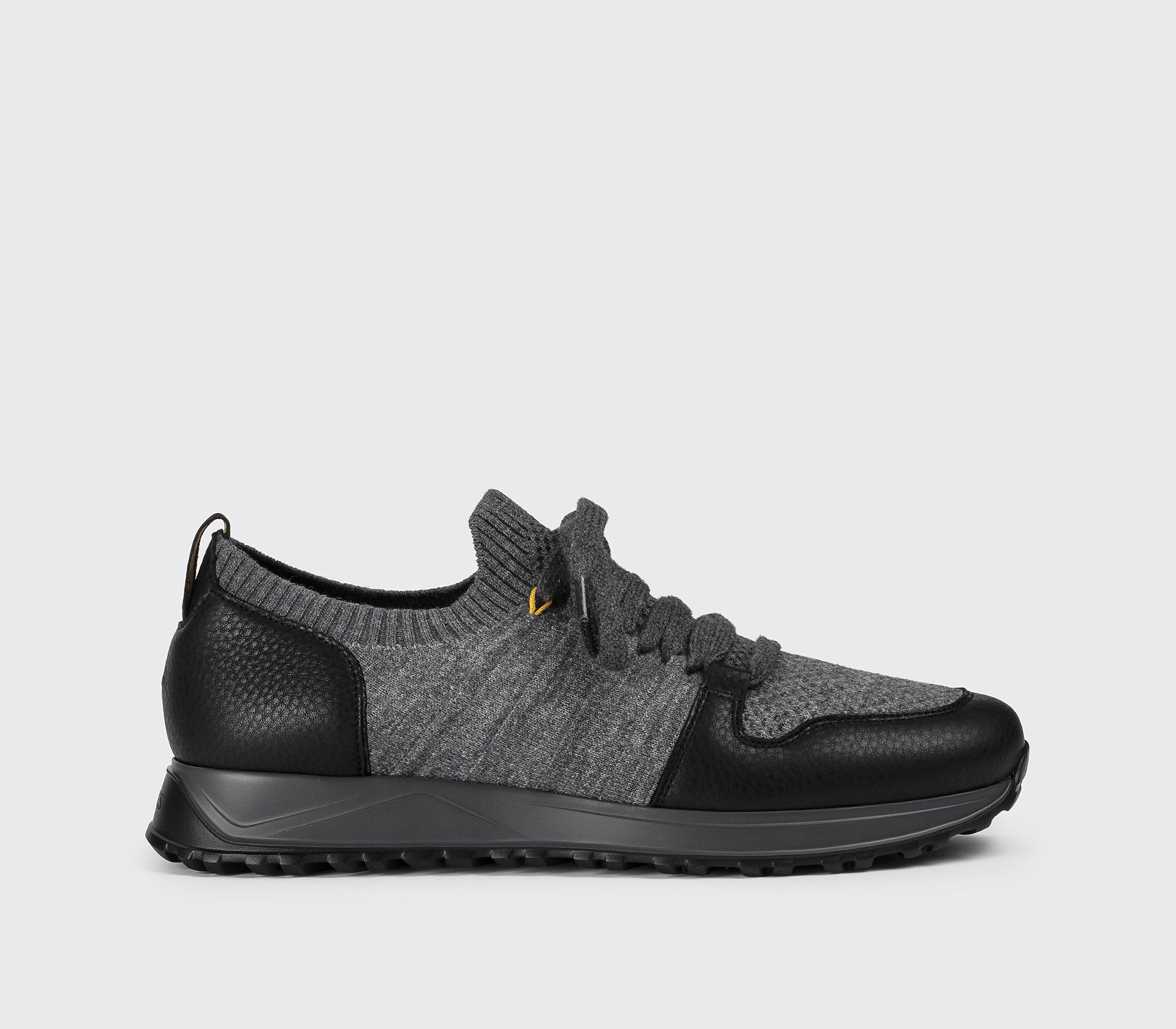 Dual material charcoal-coloured sneaker
