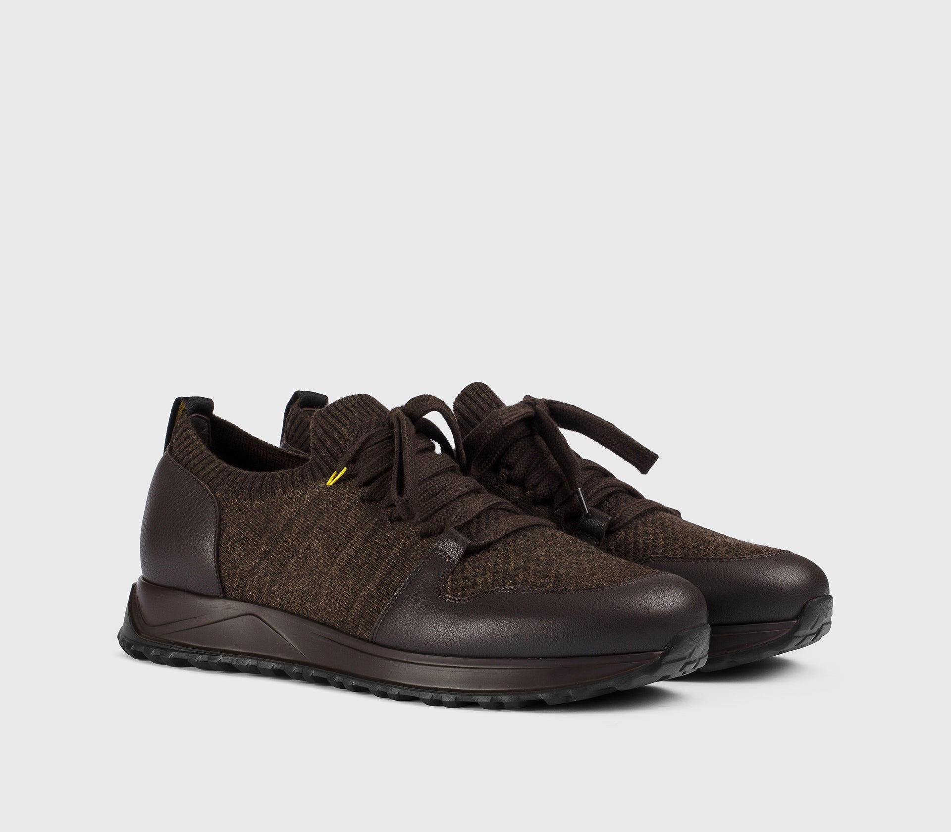 Dark brown dual material sneaker