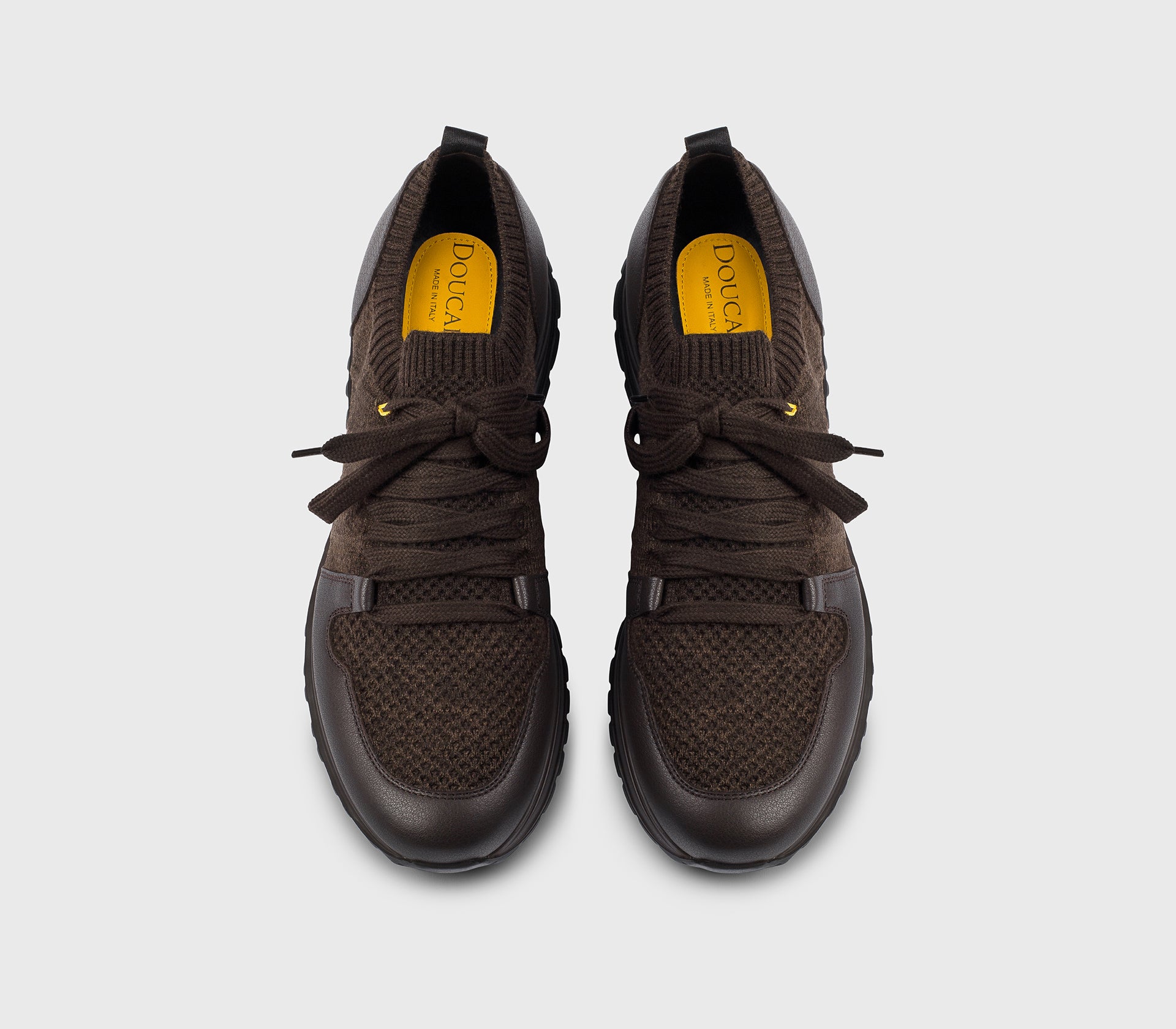 Dark brown dual material sneaker